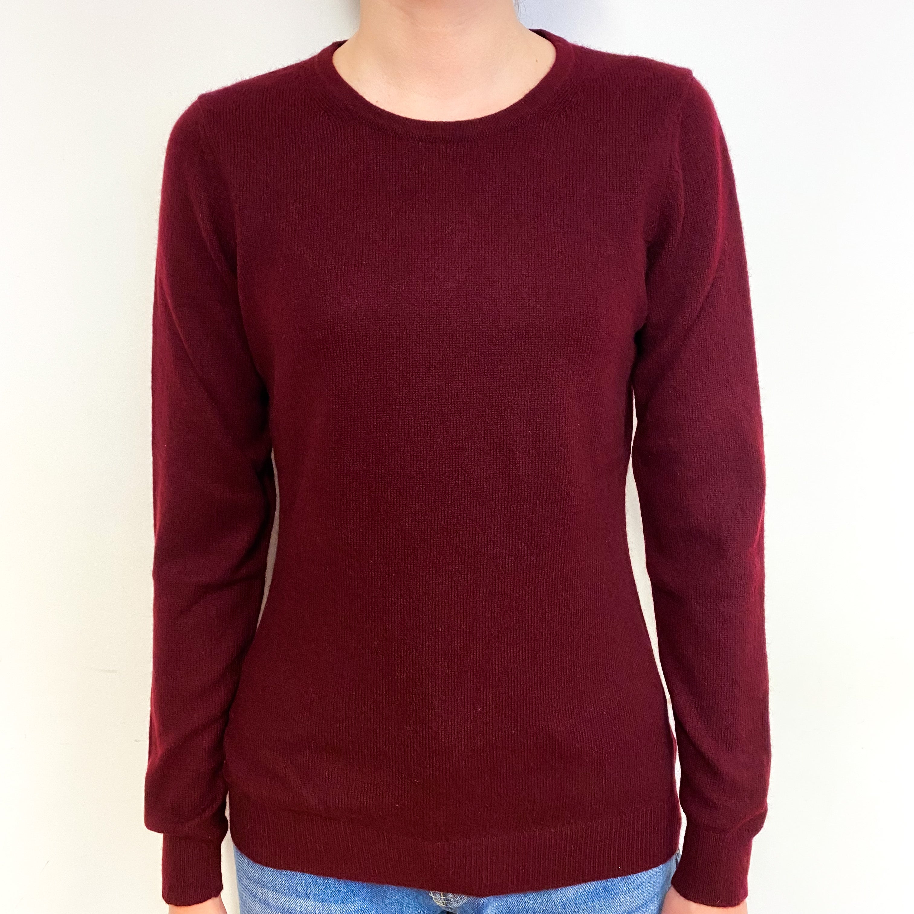 Wine Red Cashmere Crew Neck Jumper Extra Small