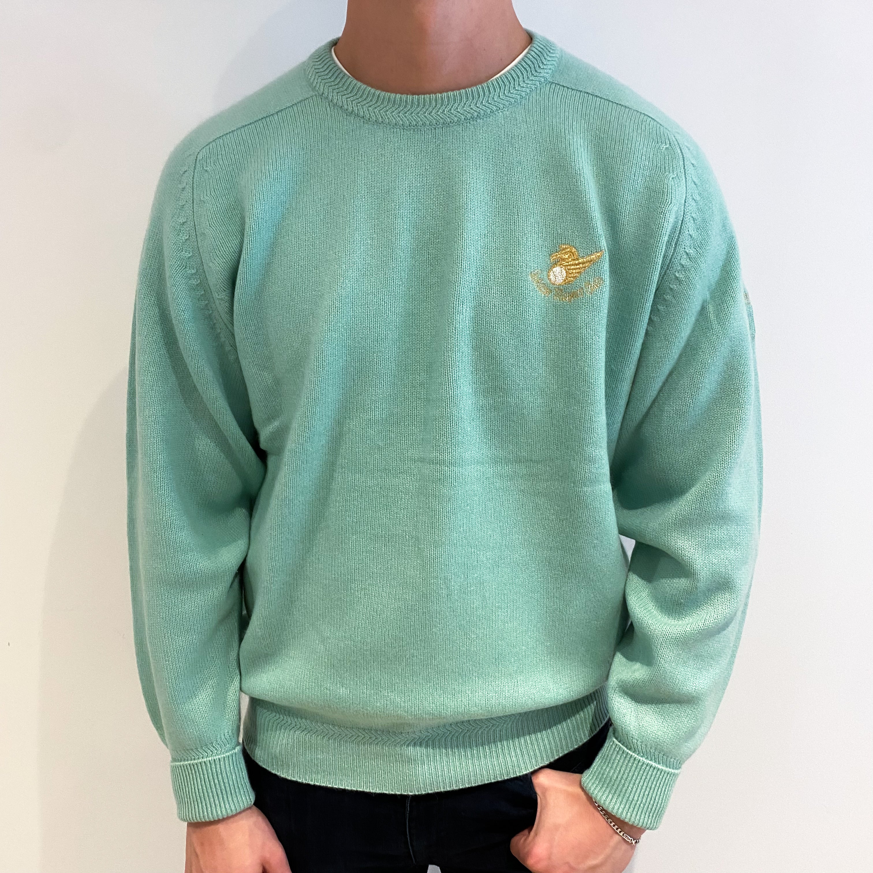 Men's Mint Green Cashmere Crew Neck Jumper XXL