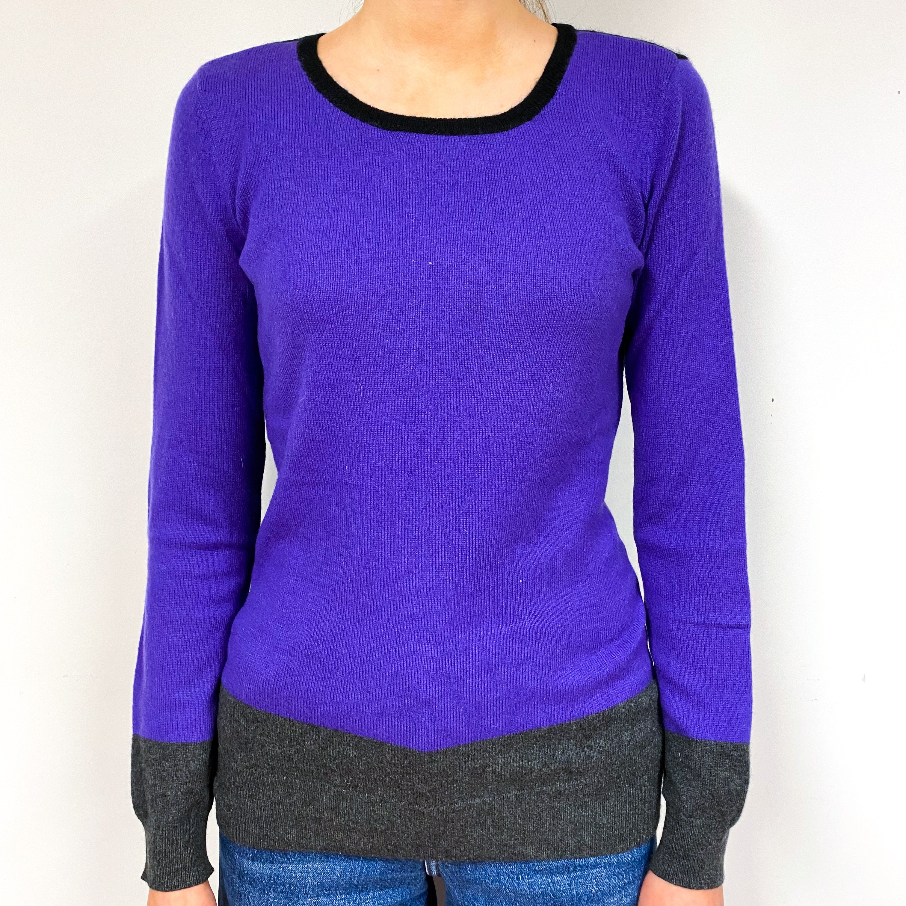 Pansy Purple Cashmere Crew Neck Jumper Extra Small