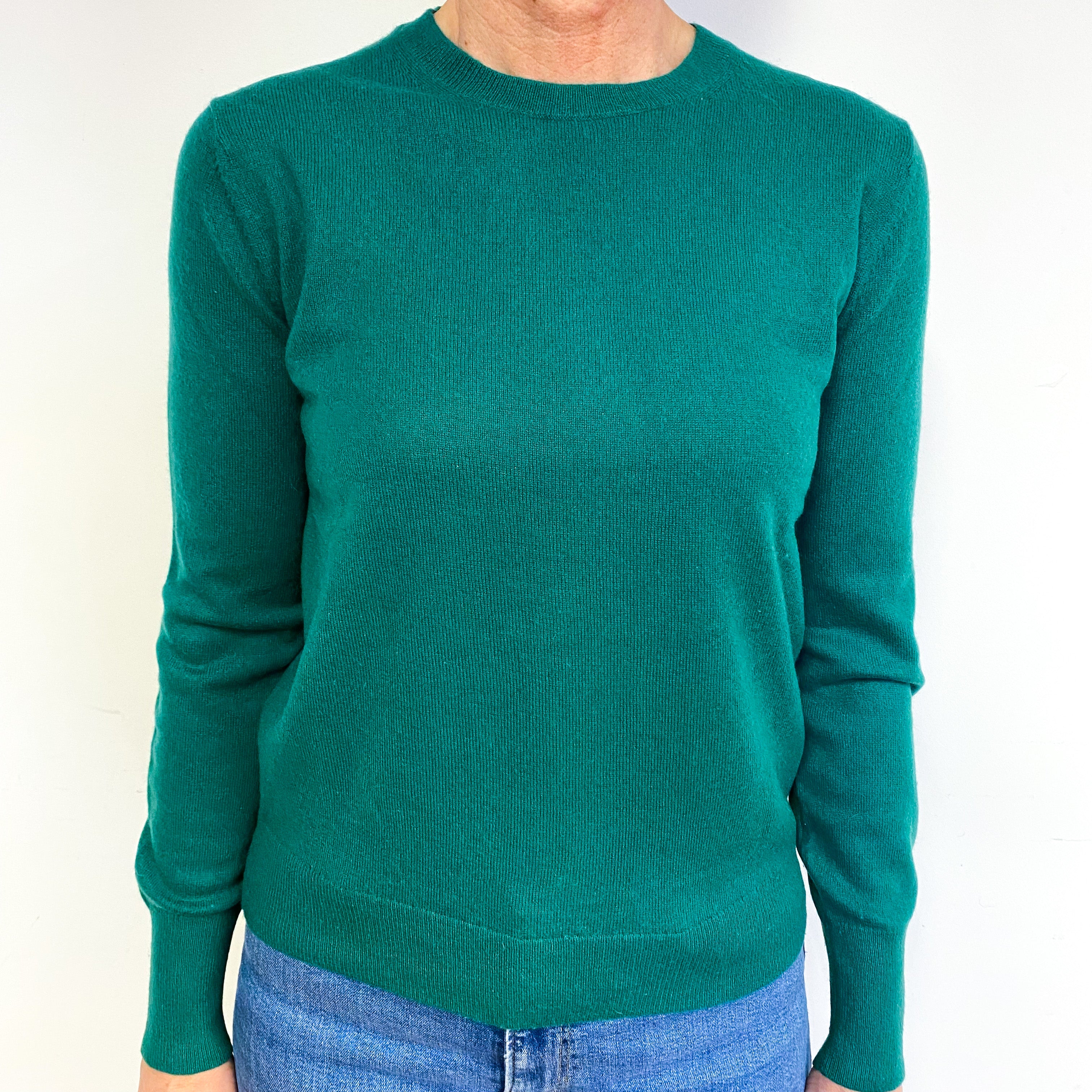 Shamrock Green Cashmere Crew Neck Jumper Medium