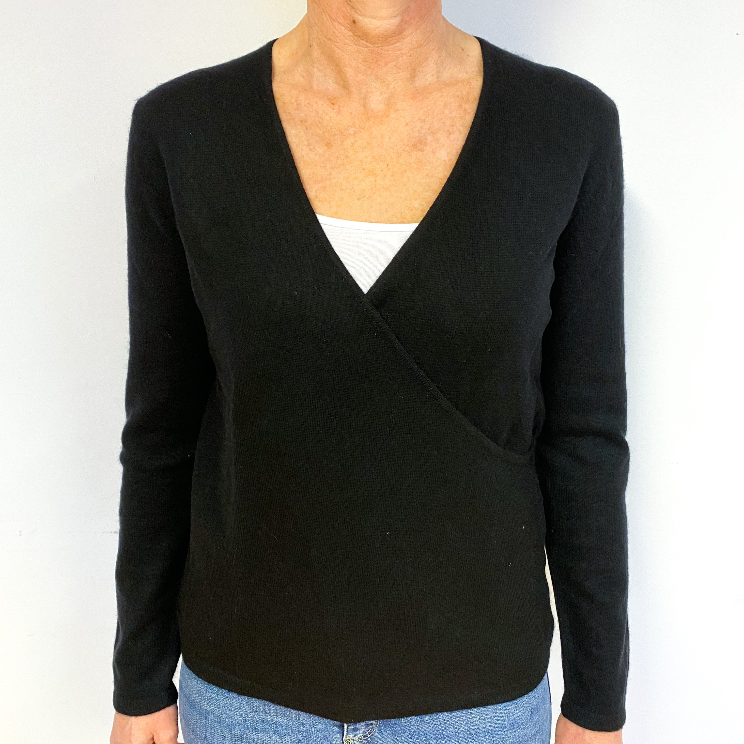 Black Cashmere V-Neck Jumper Medium