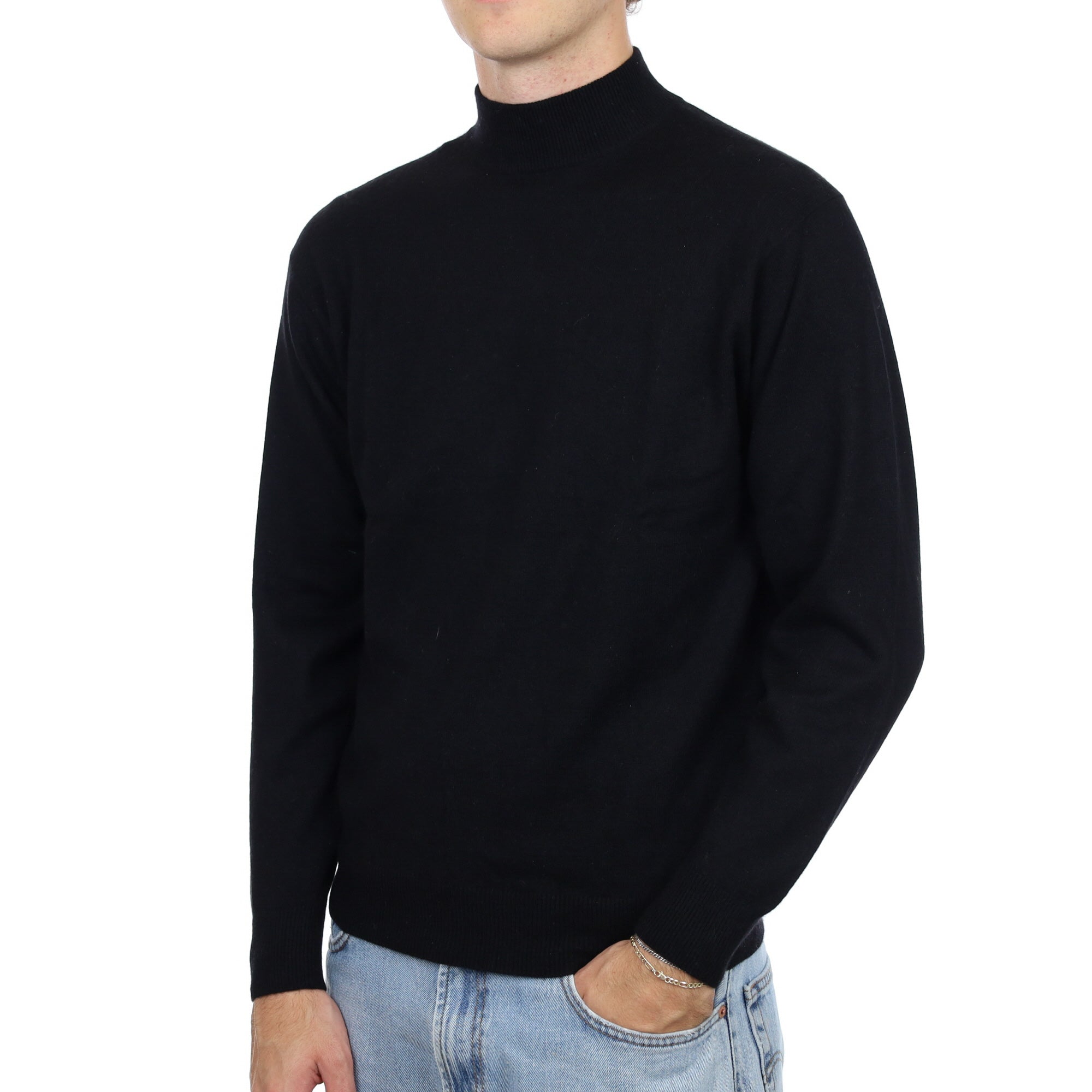 Men's Black Cashmere Turtle Neck Jumper Medium