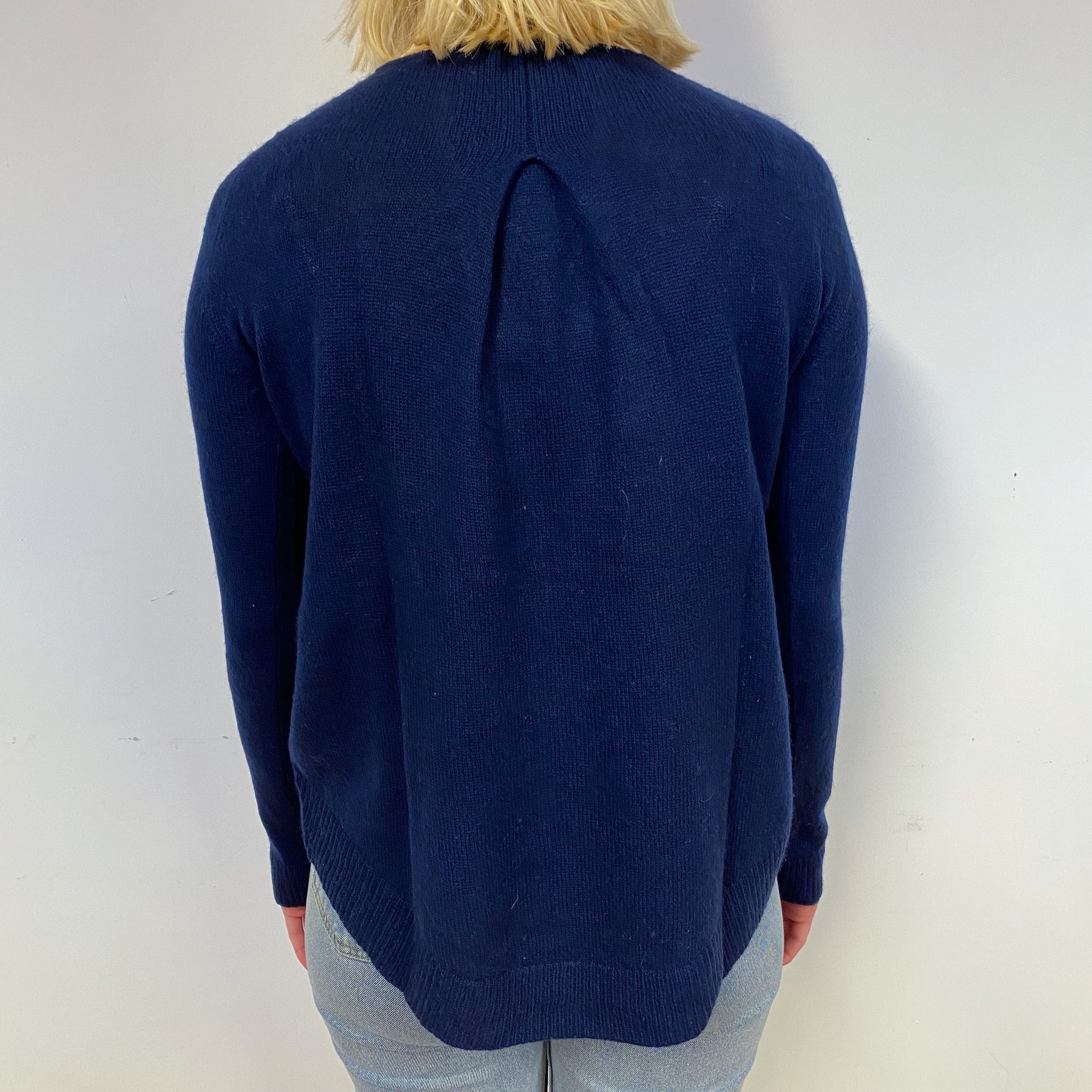 Navy Blue Cashmere Crew Neck Jumper Small