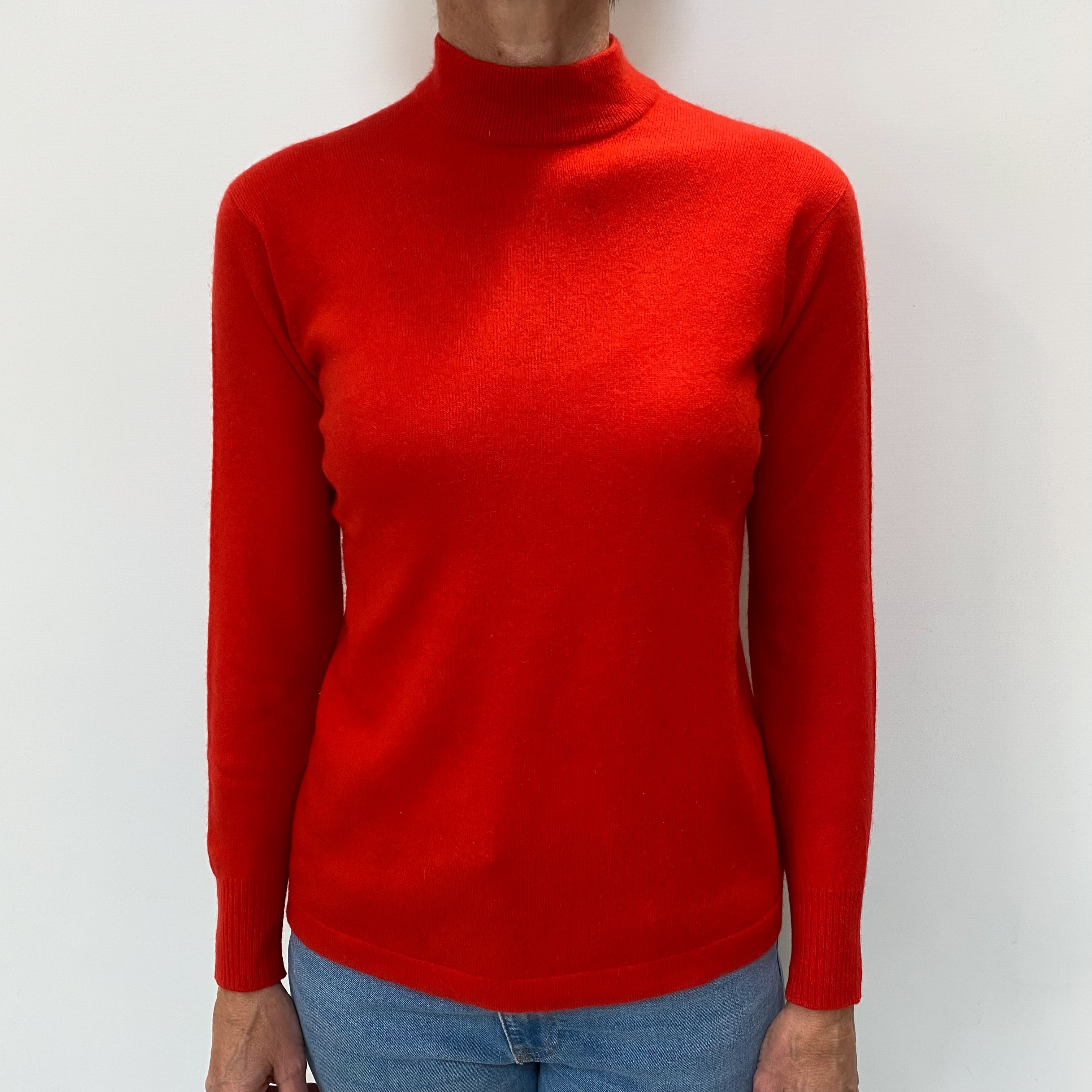 Vermilion Red Cashmere Turtle Neck Jumper Small