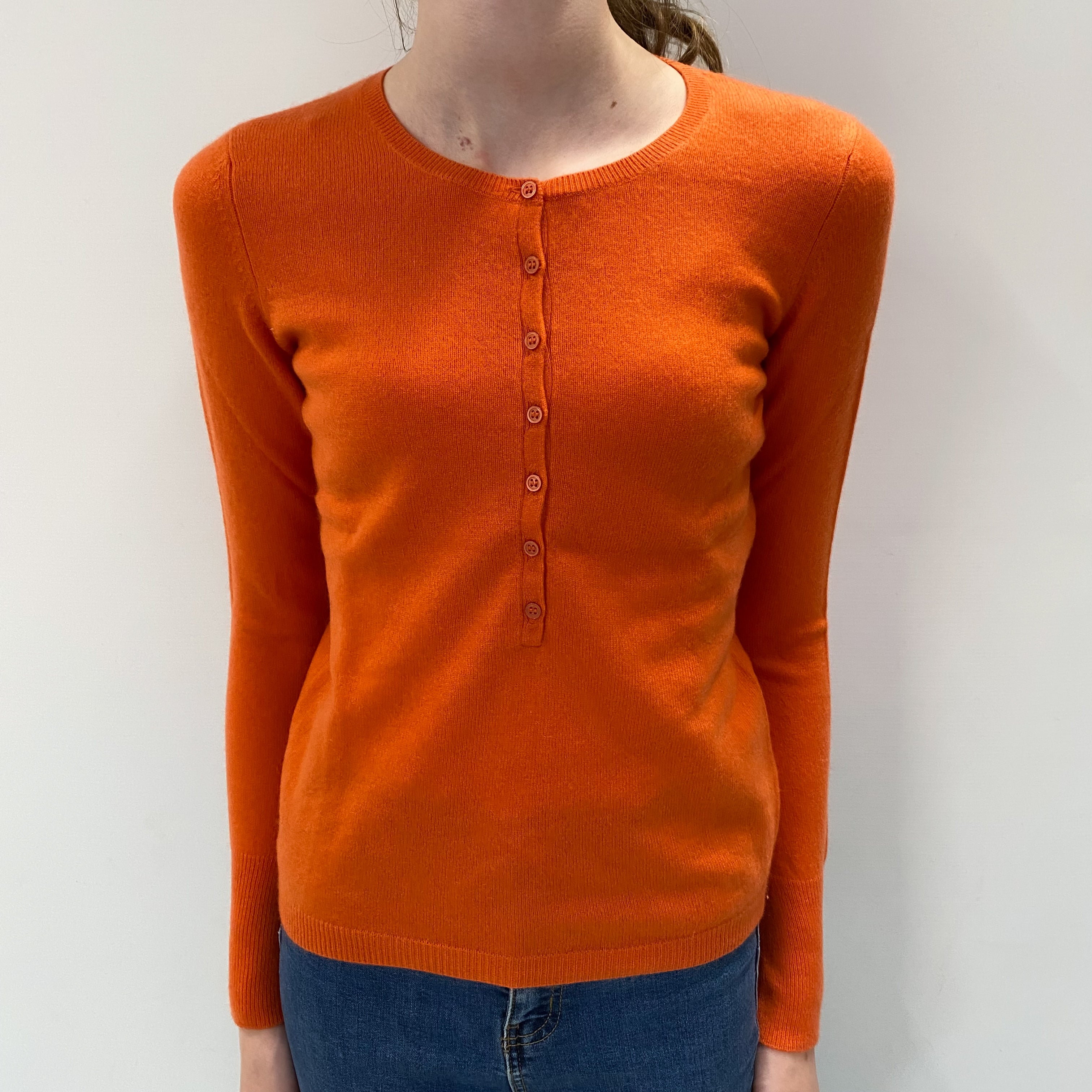 Tangerine Orange Cashmere Crew Neck Jumper Extra Small