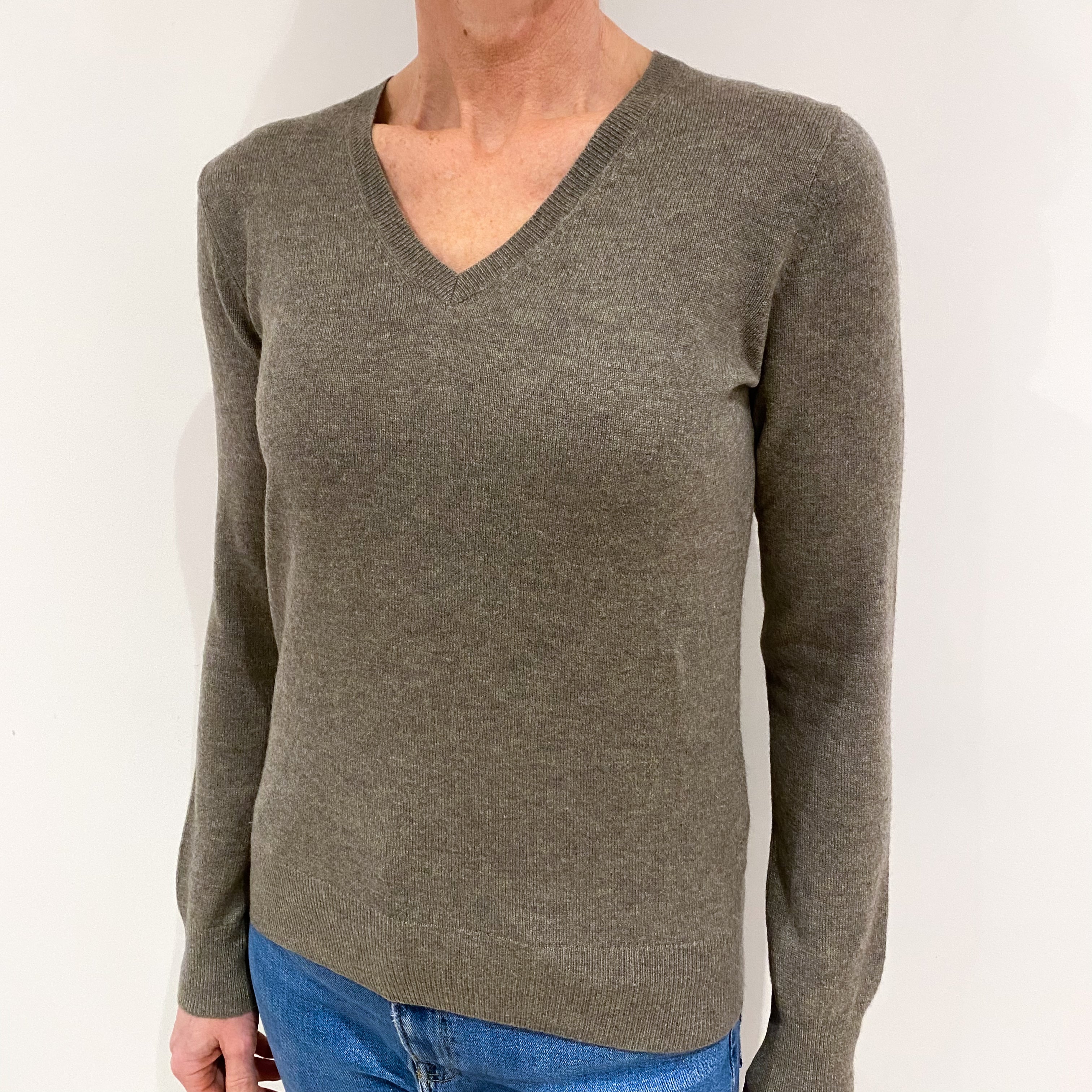 Donkey Brown Cashmere V Neck Jumper Small