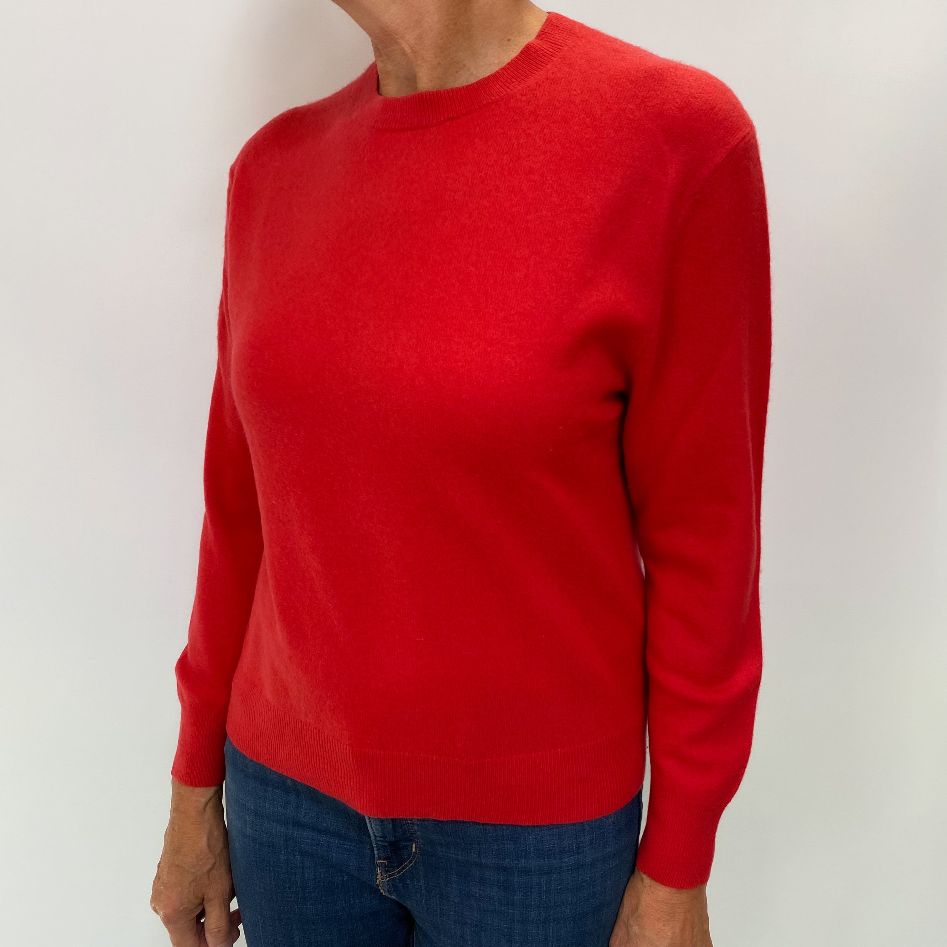 Watermelon Red Cashmere Crew Neck Jumper Medium