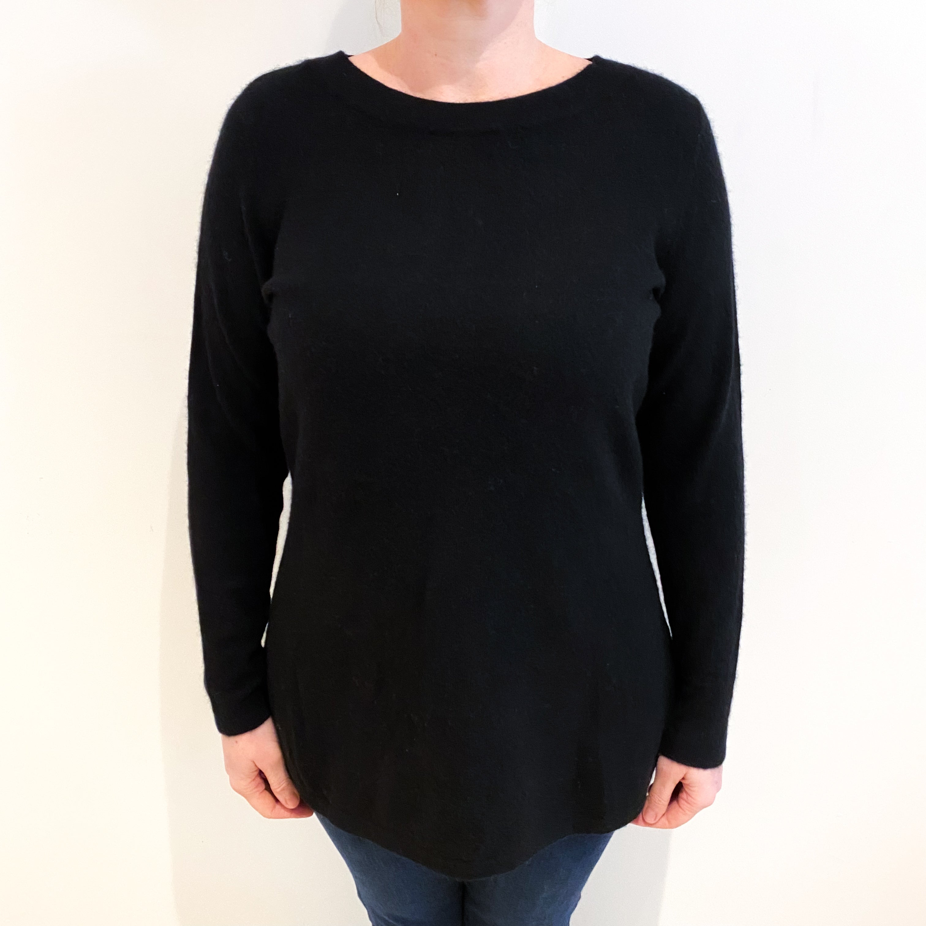 Black Cashmere Slash Neck Jumper Large