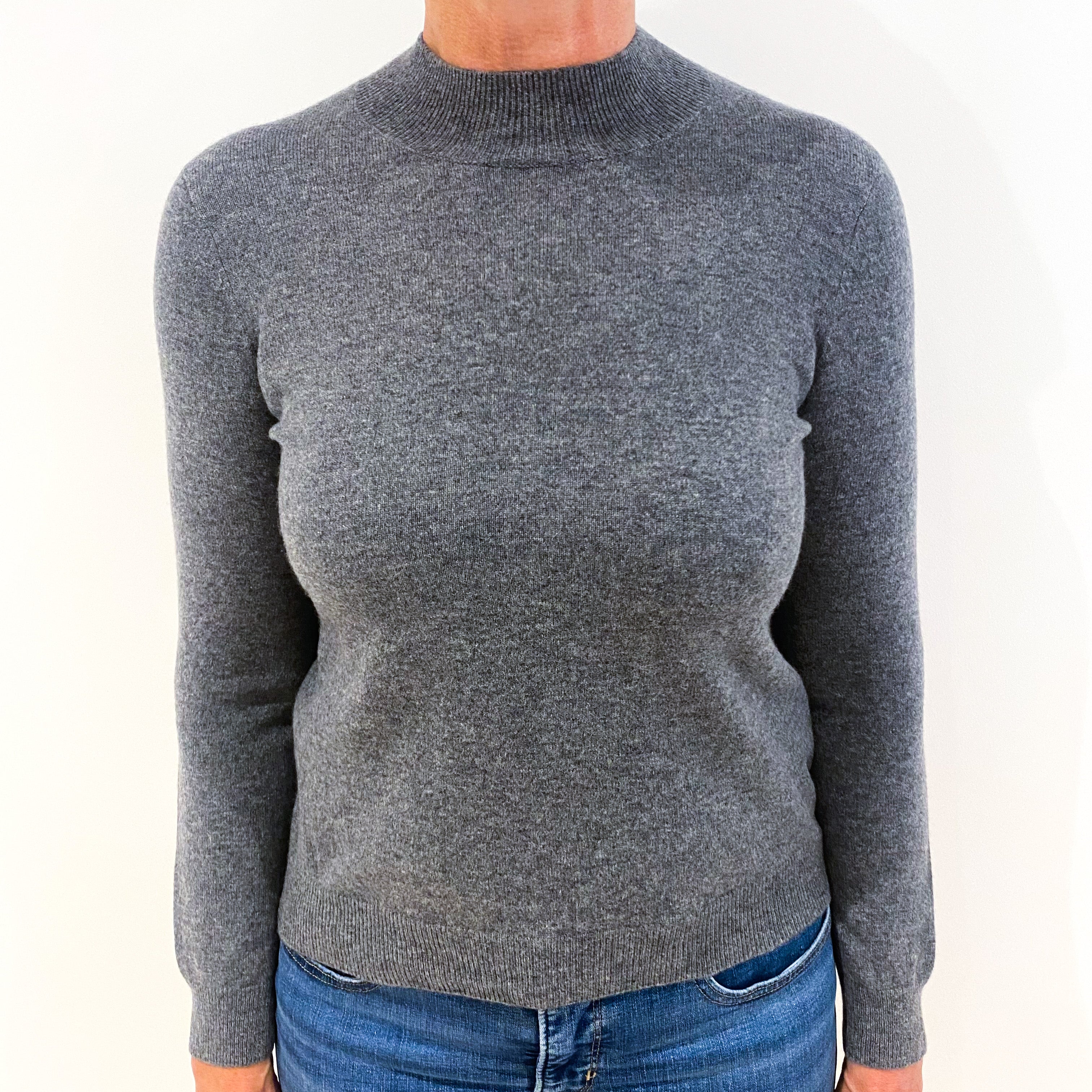 Slate Grey Cashmere Turtle Neck Jumper Medium