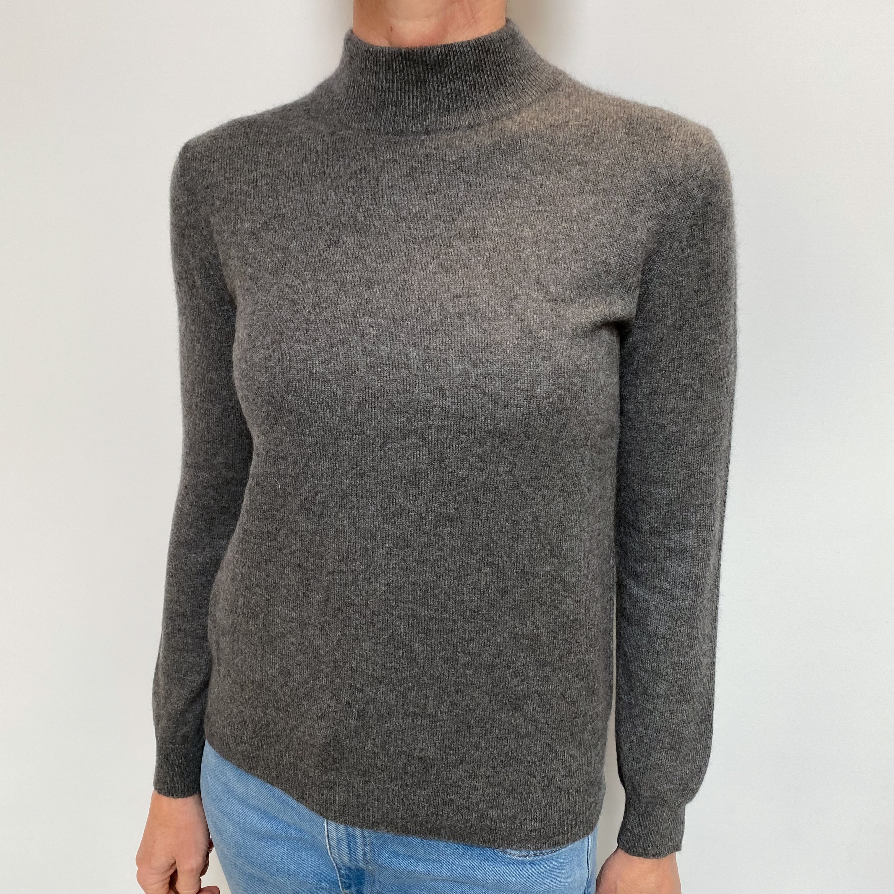 Slate Grey Cashmere Turtle Neck Jumper Small