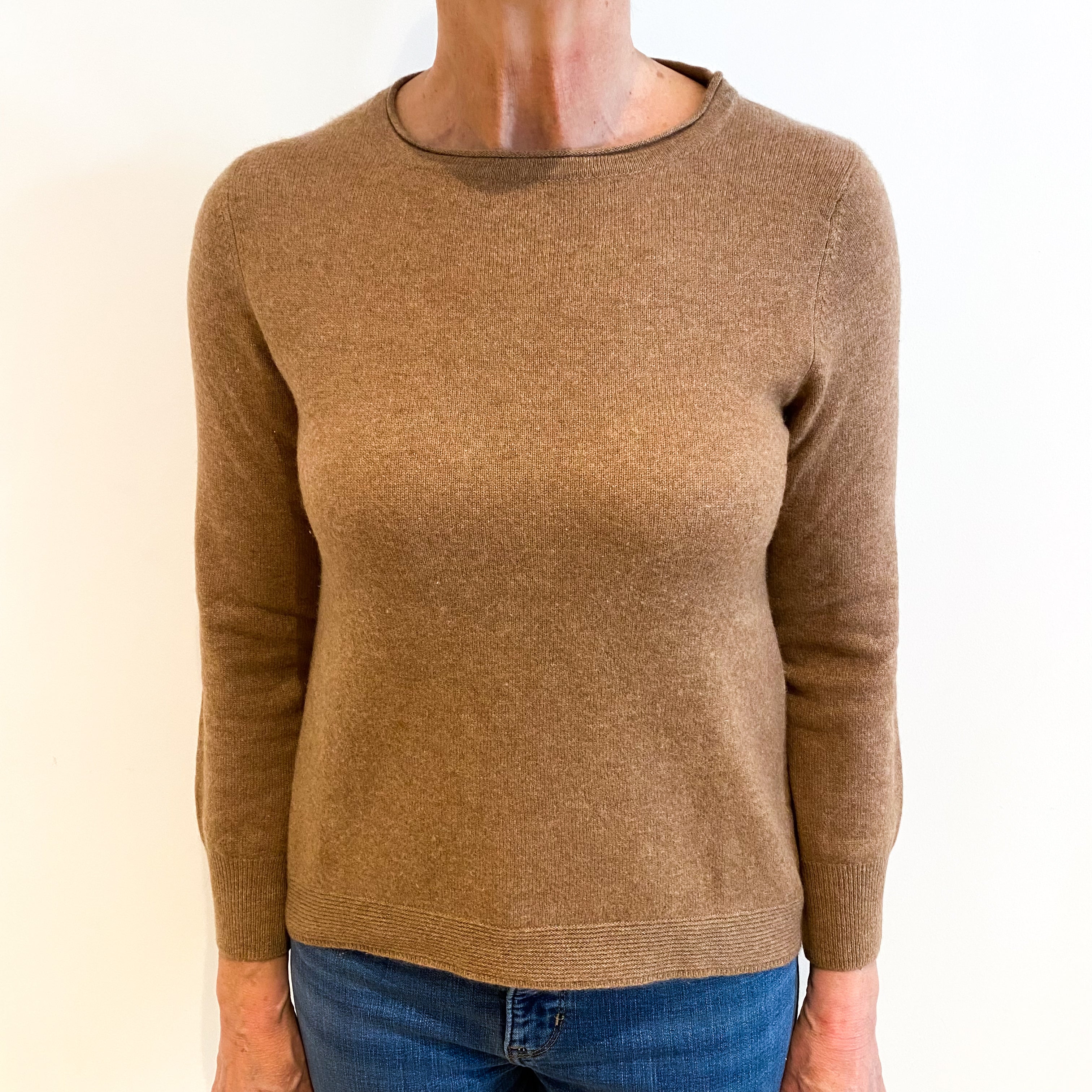 Butterscotch Brown Cashmere Crew Neck Jumper Medium