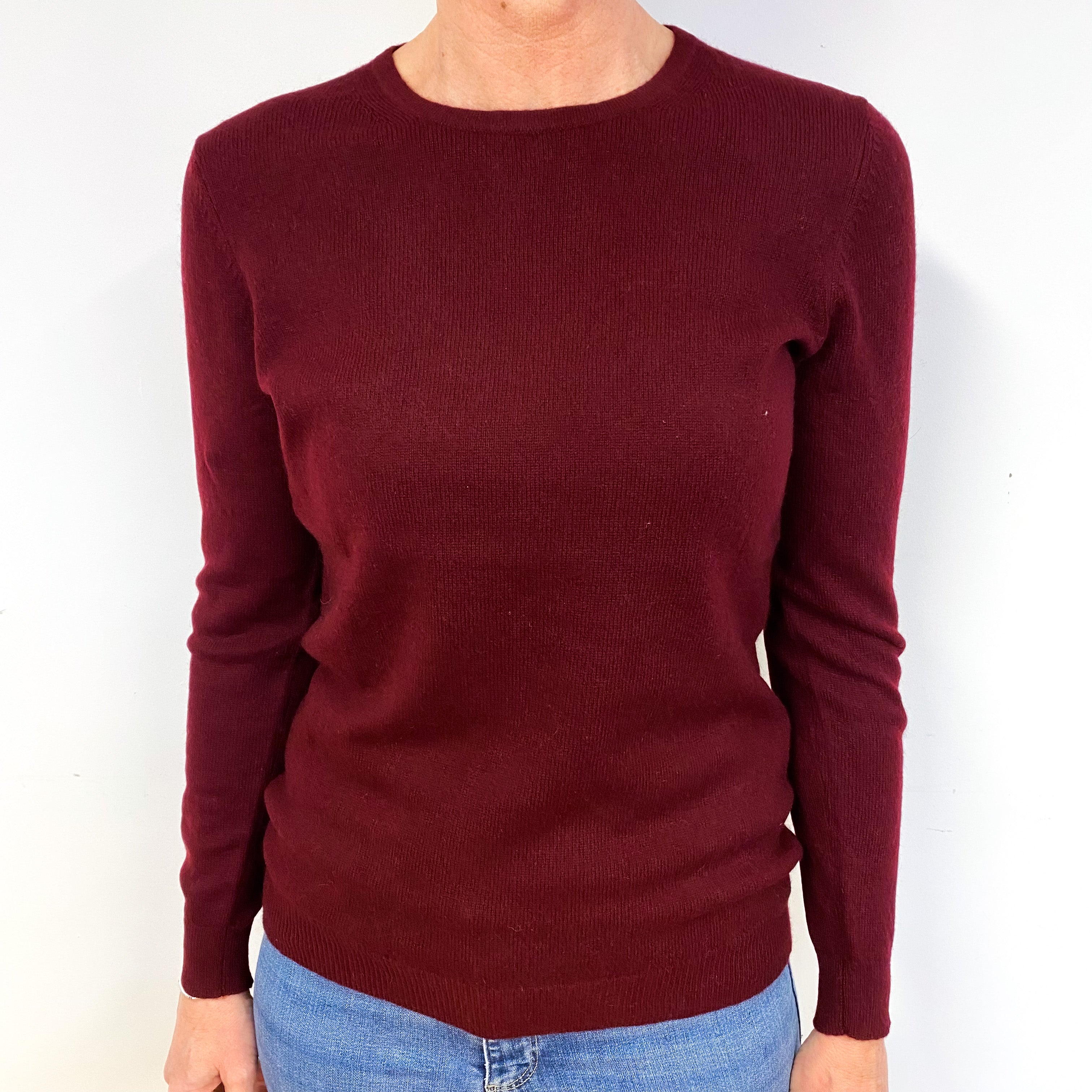 Wine Red Cashmere Crew Neck Jumper Medium