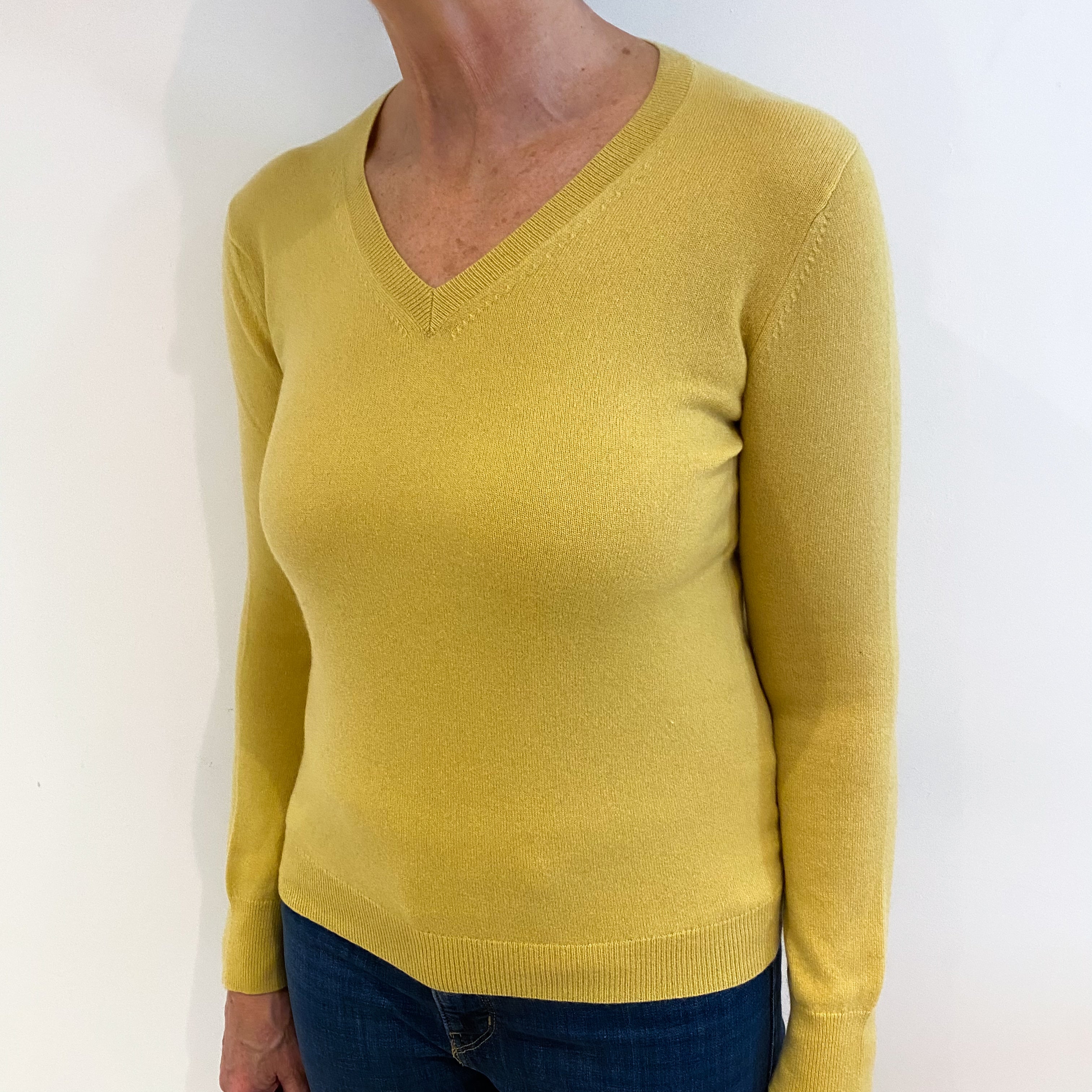 Sunflower Yellow Cashmere V Neck Jumper Medium