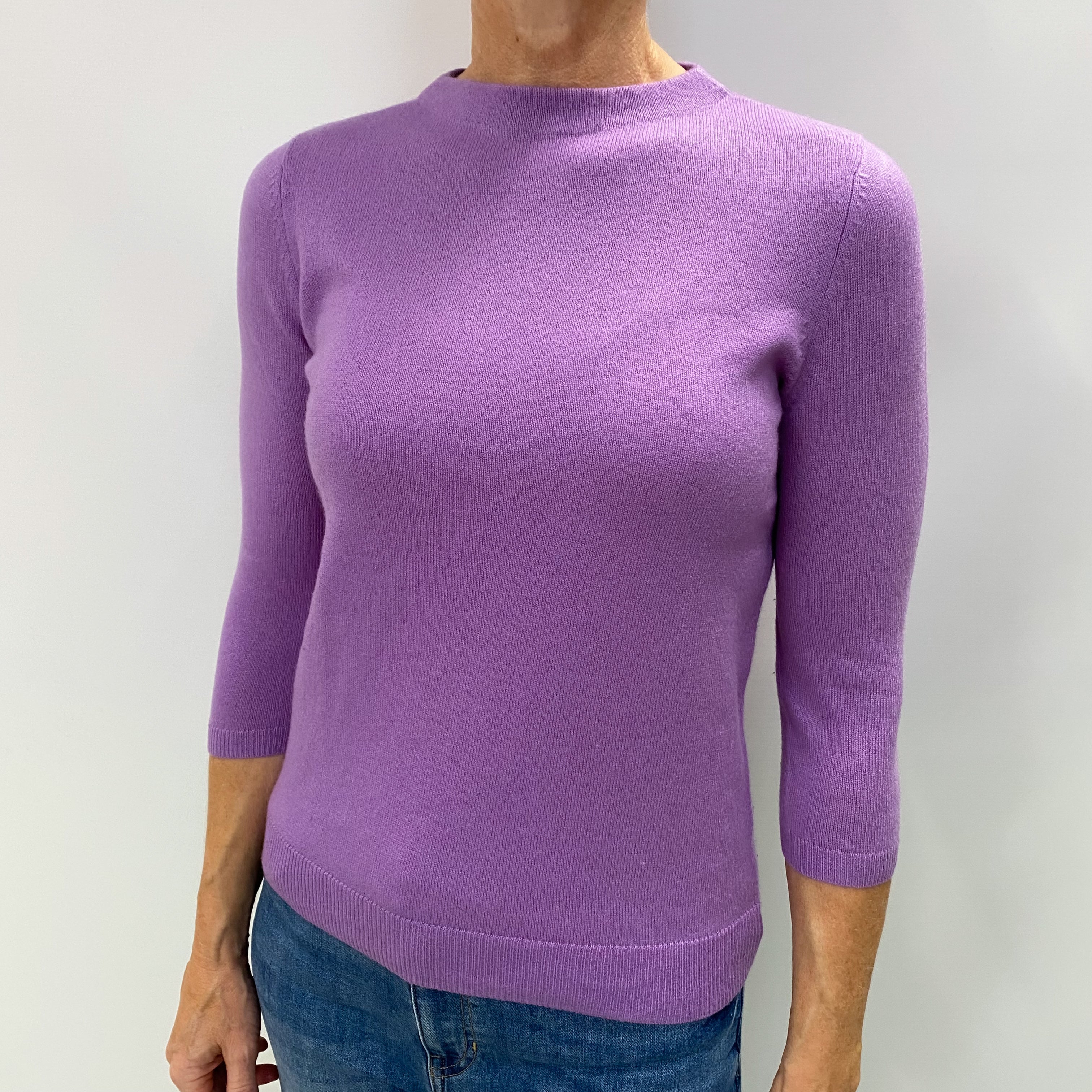 Lavender Purple Cashmere Turtle Neck Jumper Medium