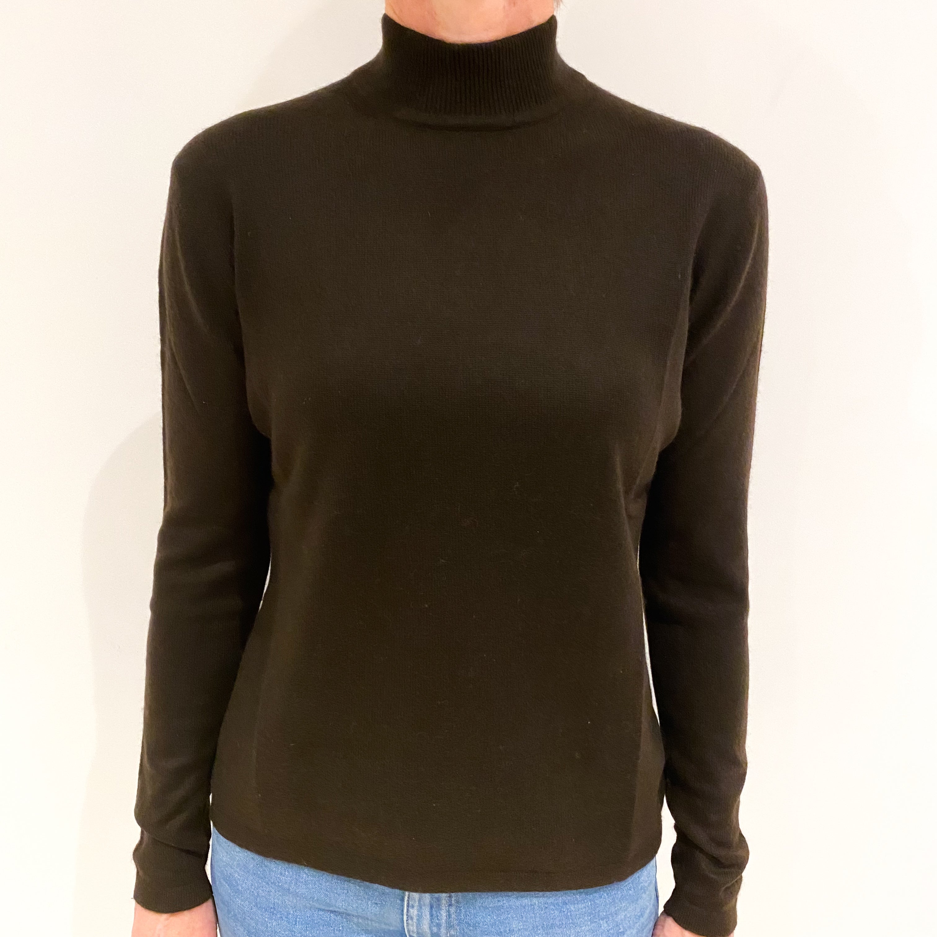 Peppercorn Brown Cashmere Turtle Neck Jumper Small