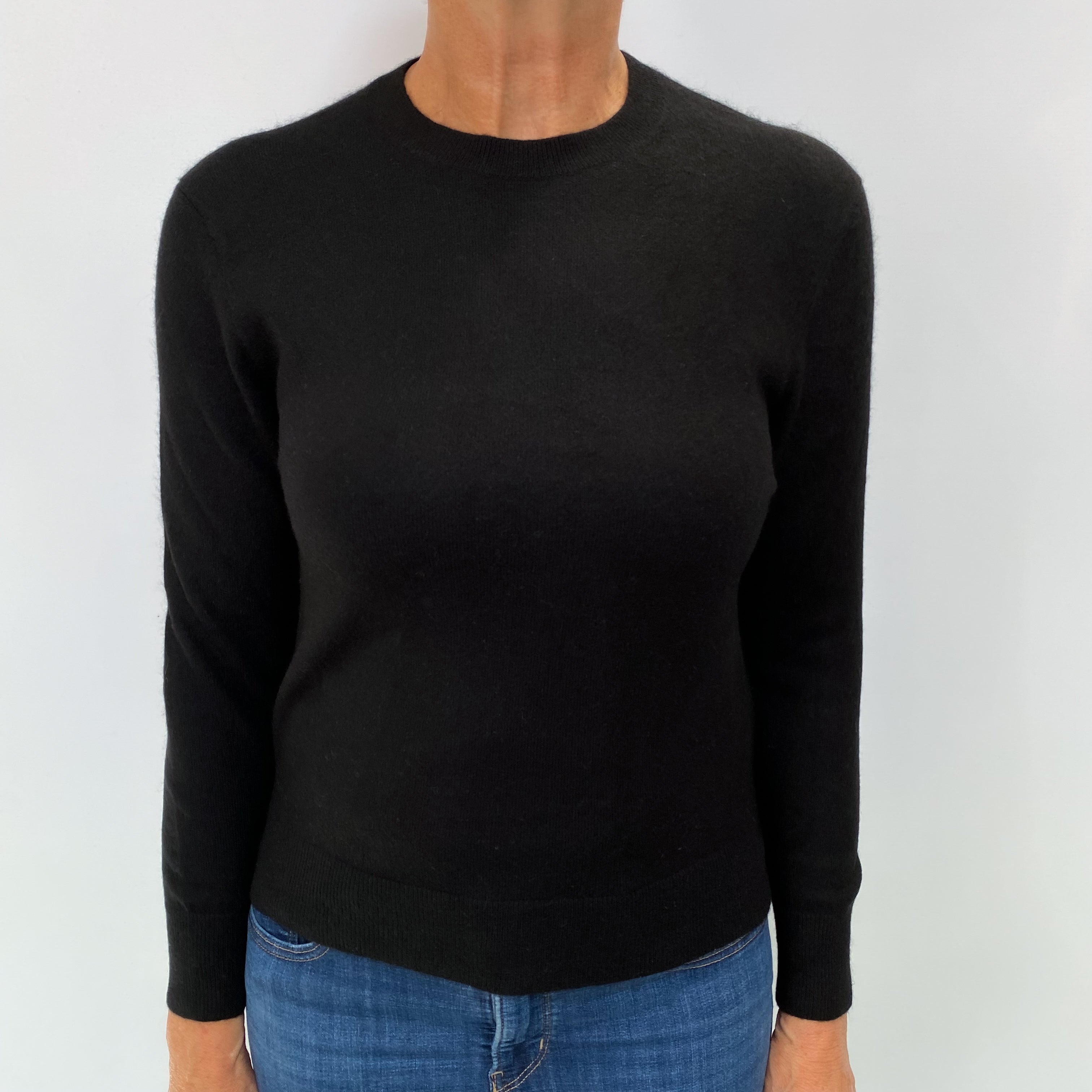 Black Cashmere Crew Neck Jumper Medium