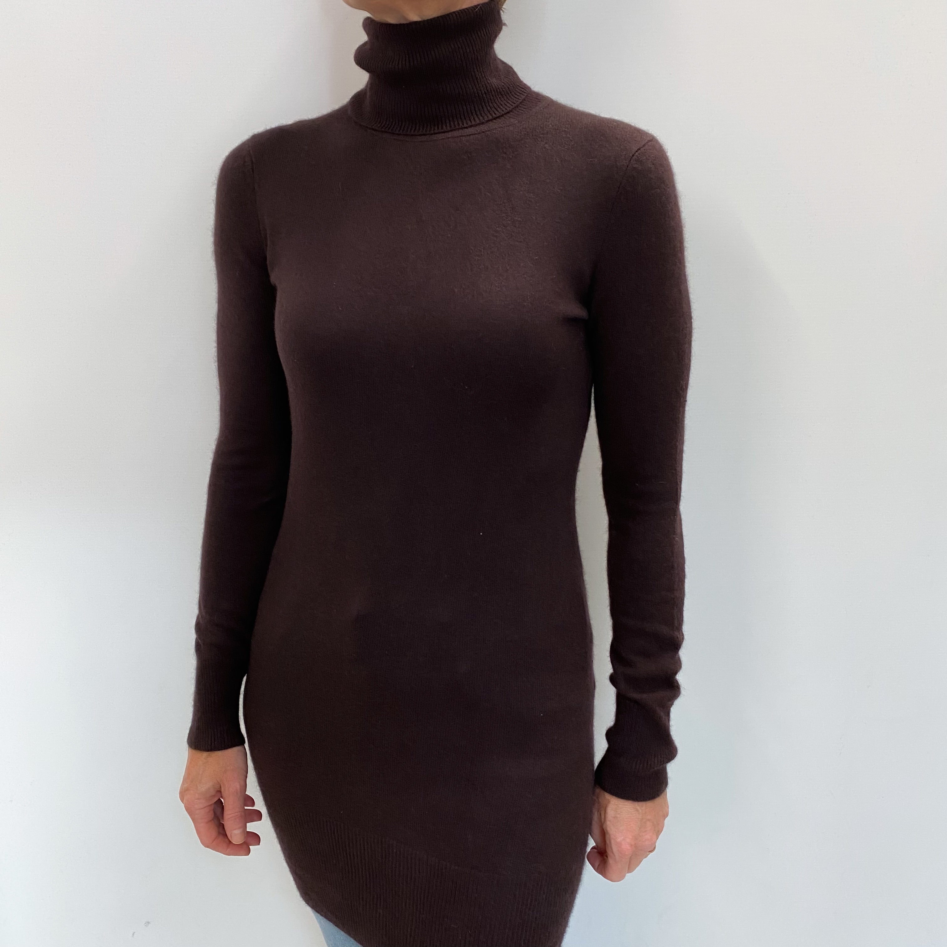 Peppercorn Brown Cashmere Polo Neck Dress Small