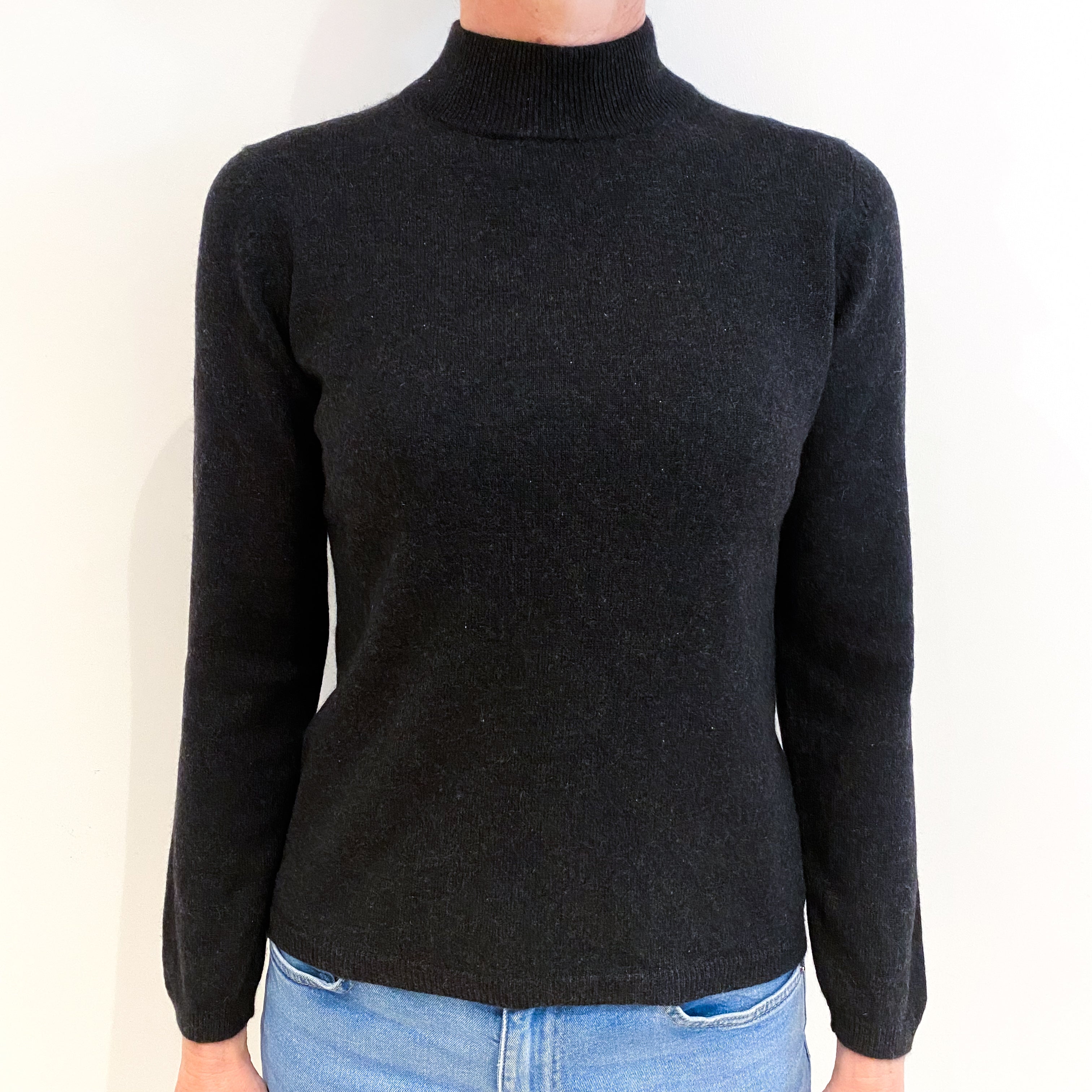 Charcoal Grey Cashmere Turtle Neck Jumper Small