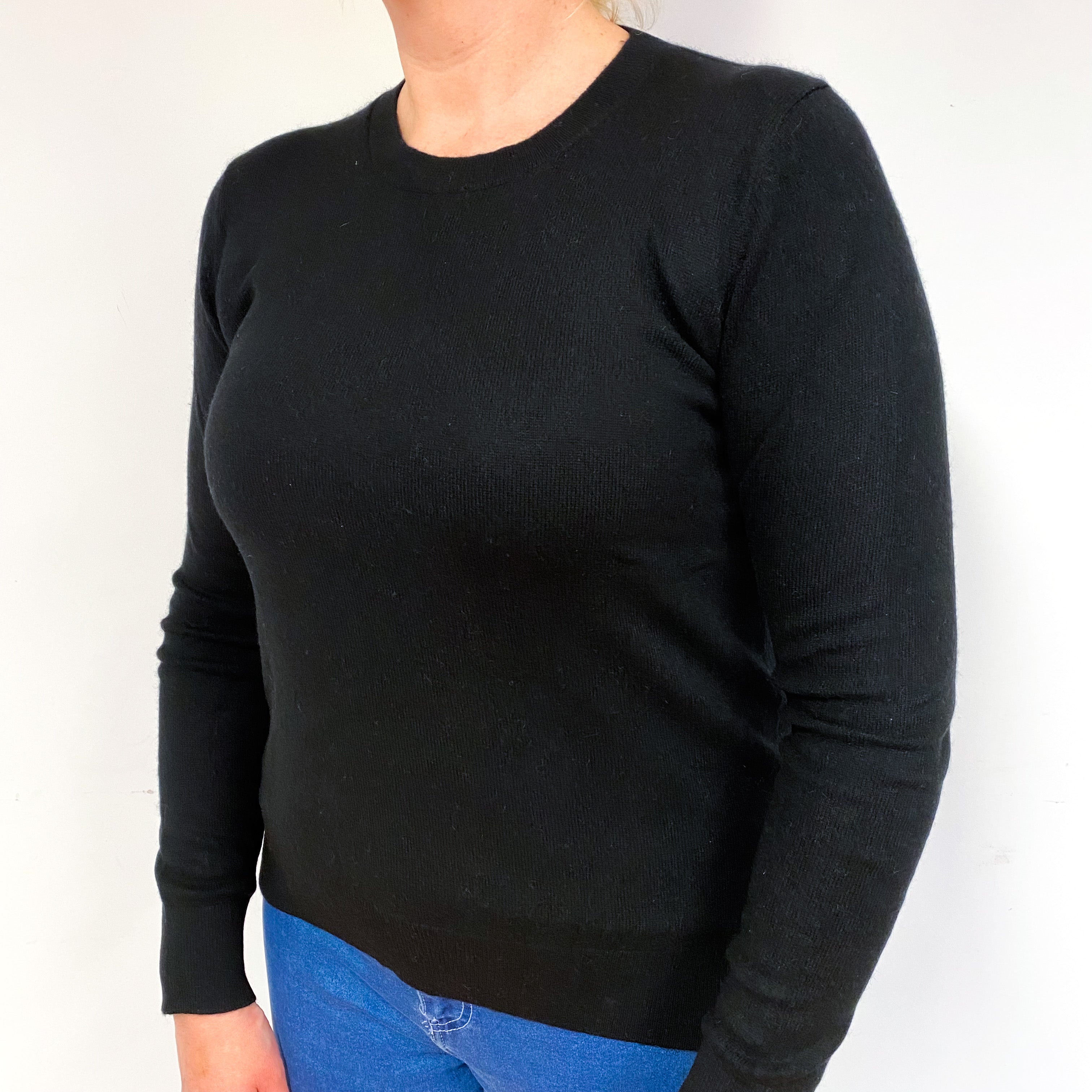 Black Cashmere Crew Neck Jumper Large