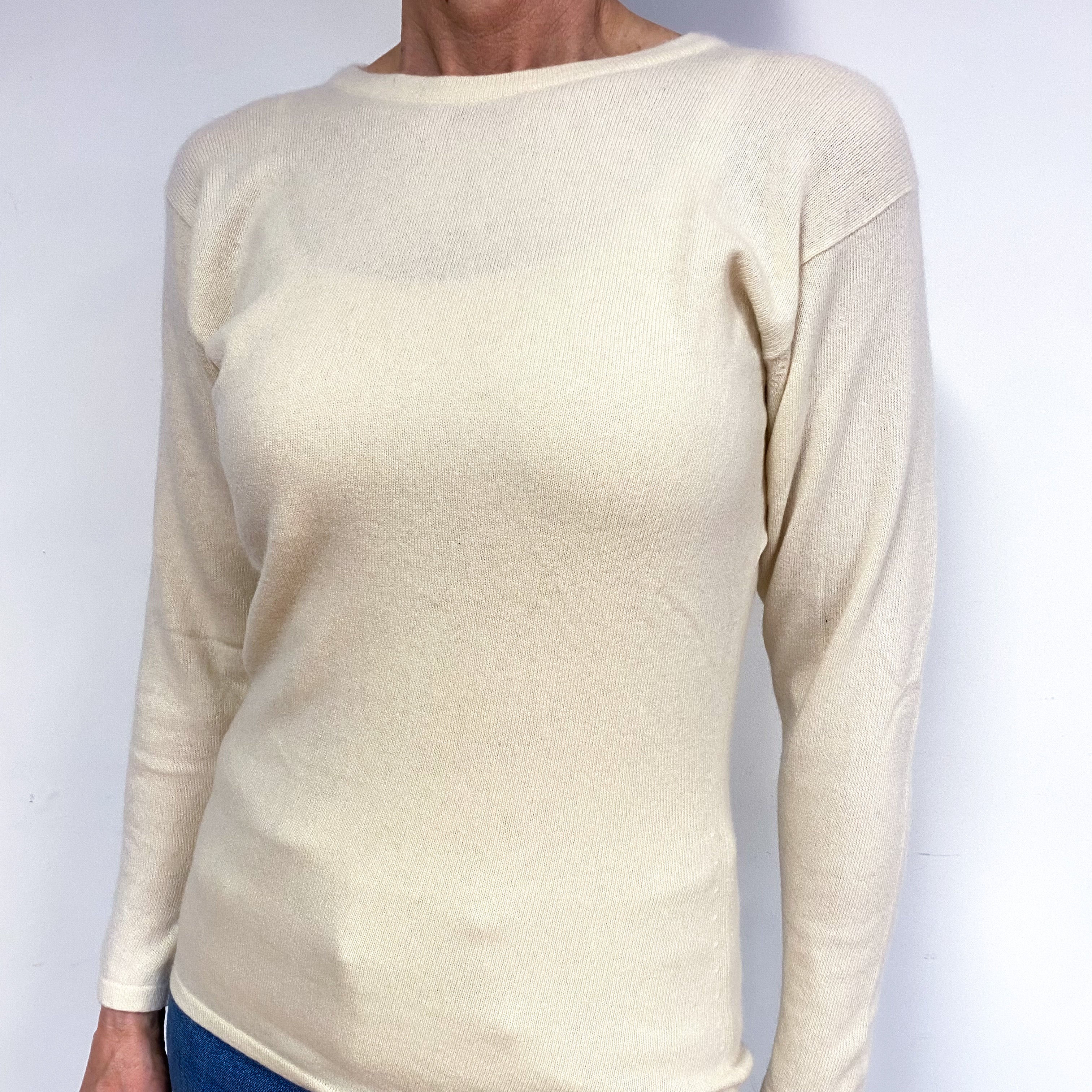 Warm Cream Cashmere Crew Neck Jumper Medium