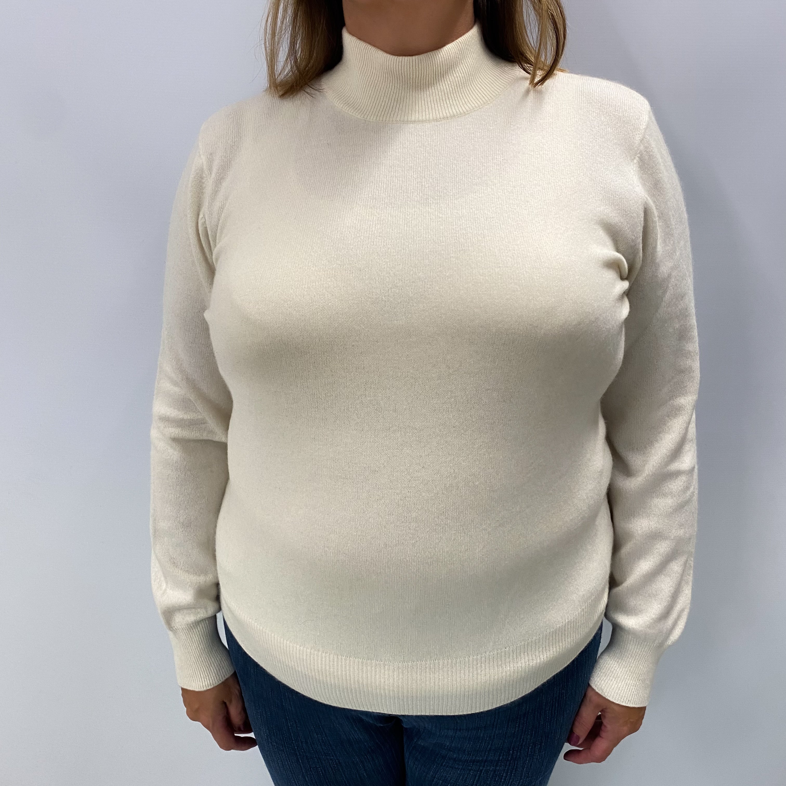 Ivory Cream Cashmere Turtle Neck Jumper Extra Large