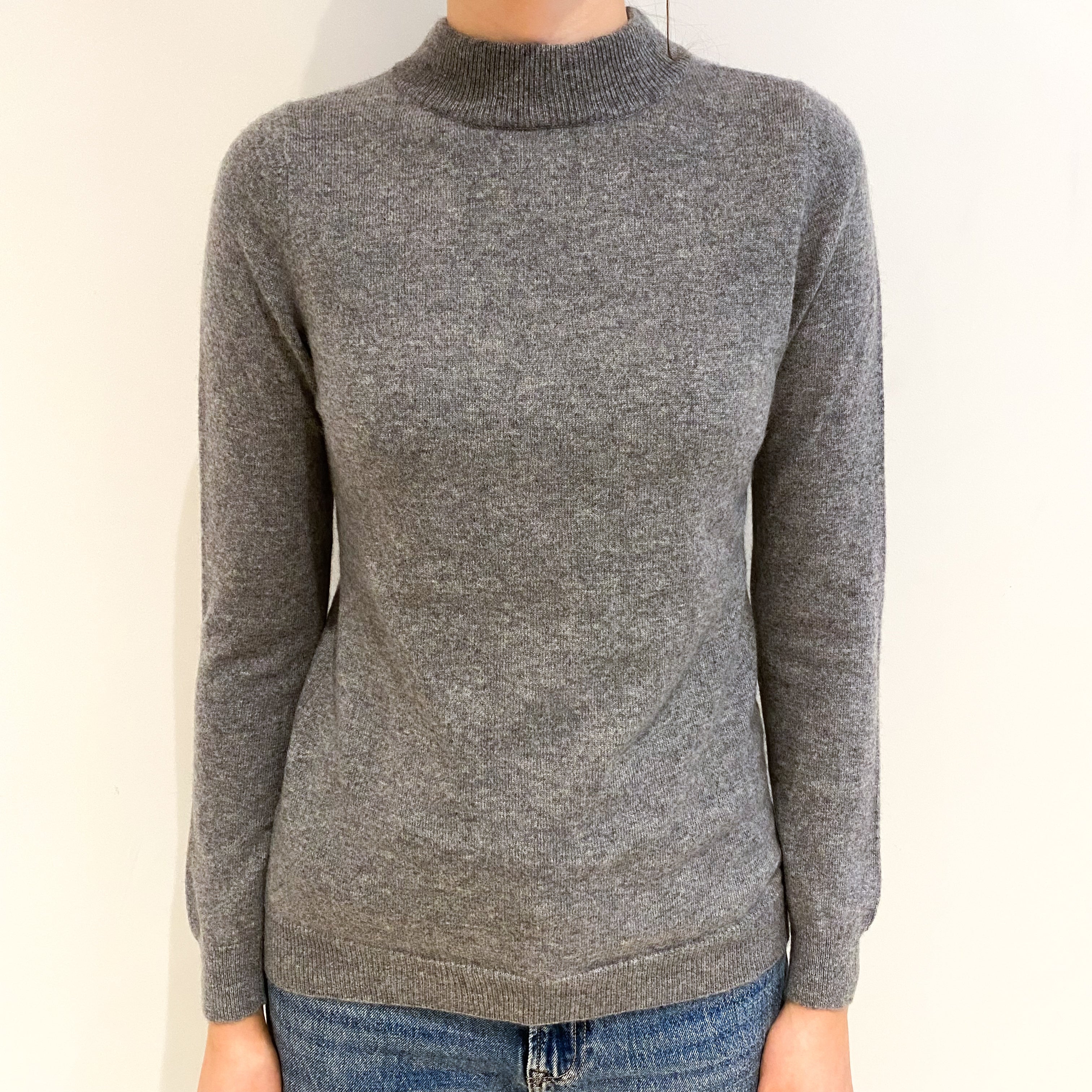 Ash Grey Cashmere Turtle Neck Jumper Extra Small