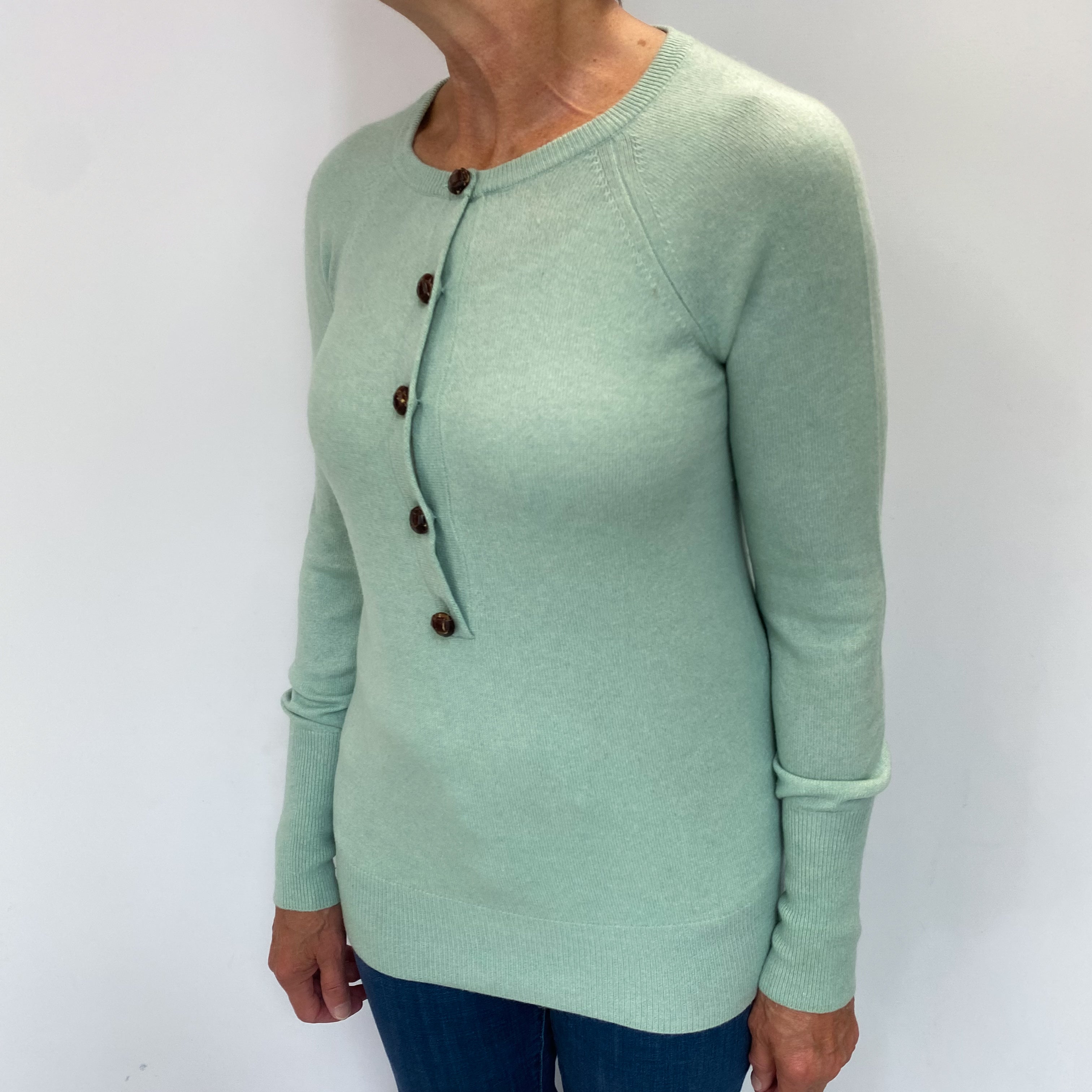 Spearmint Green Cashmere Crew Neck Jumper Medium