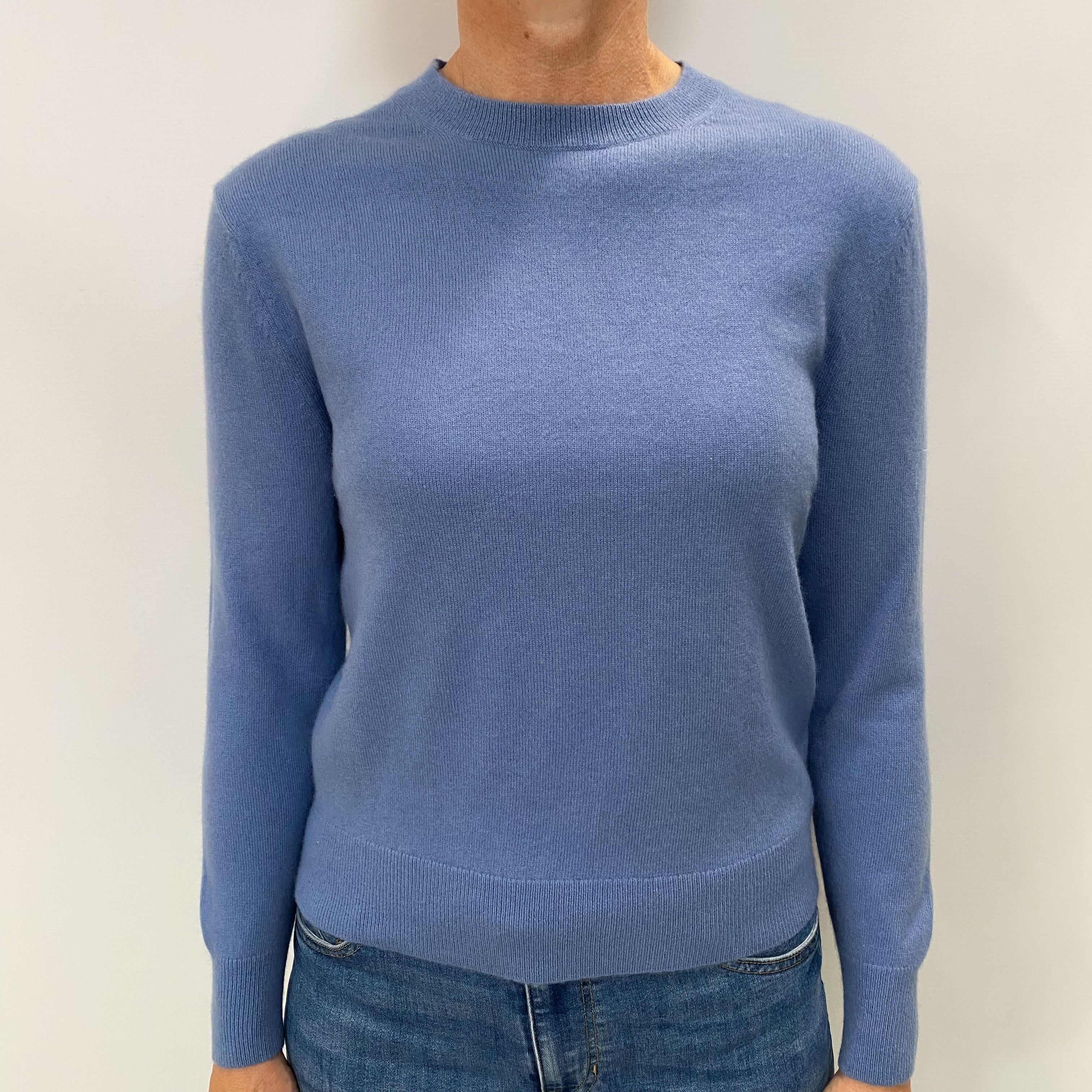 Denim Blue Cashmere Crew Neck Jumper Small