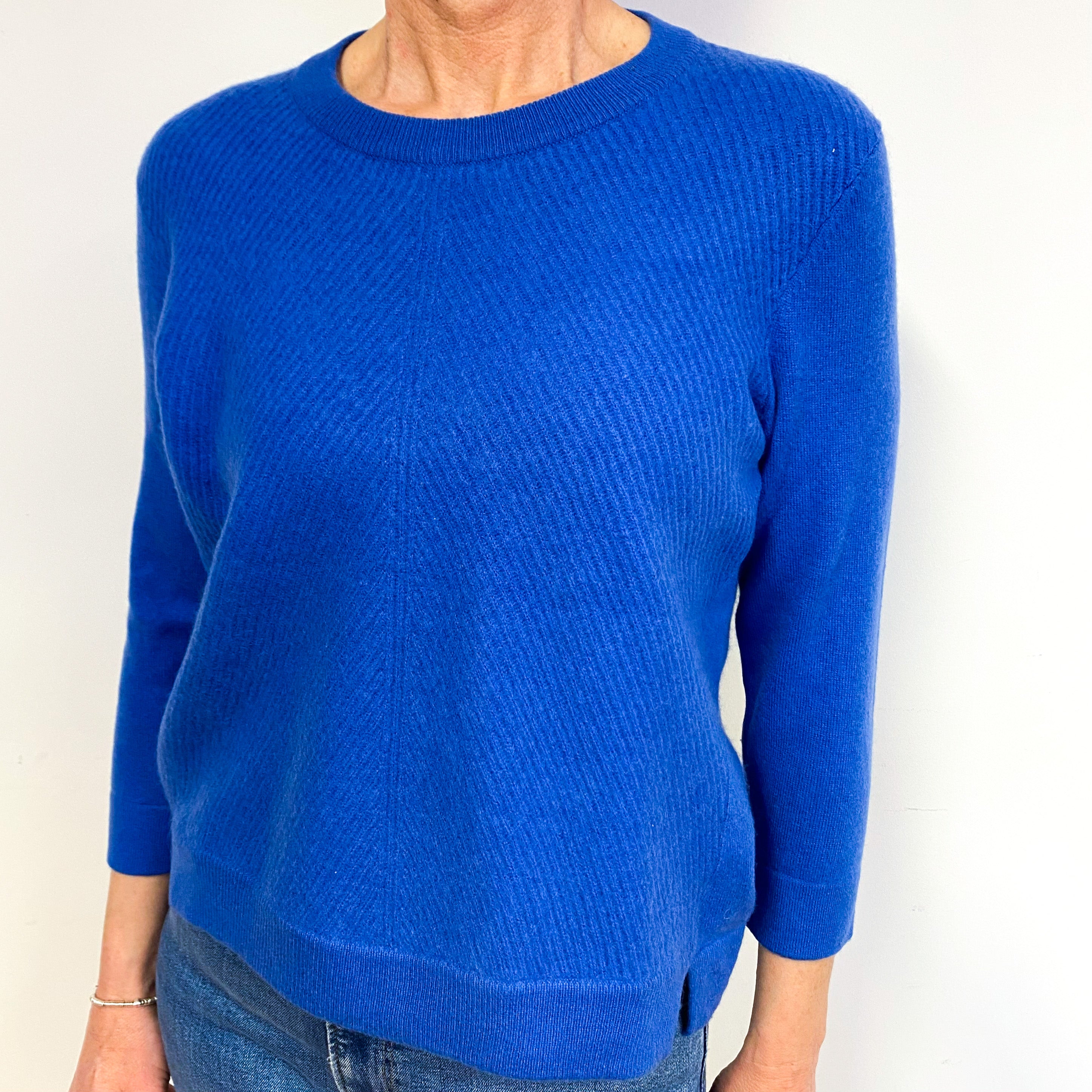 Cobalt Blue Cashmere Crew Neck Jumper Medium