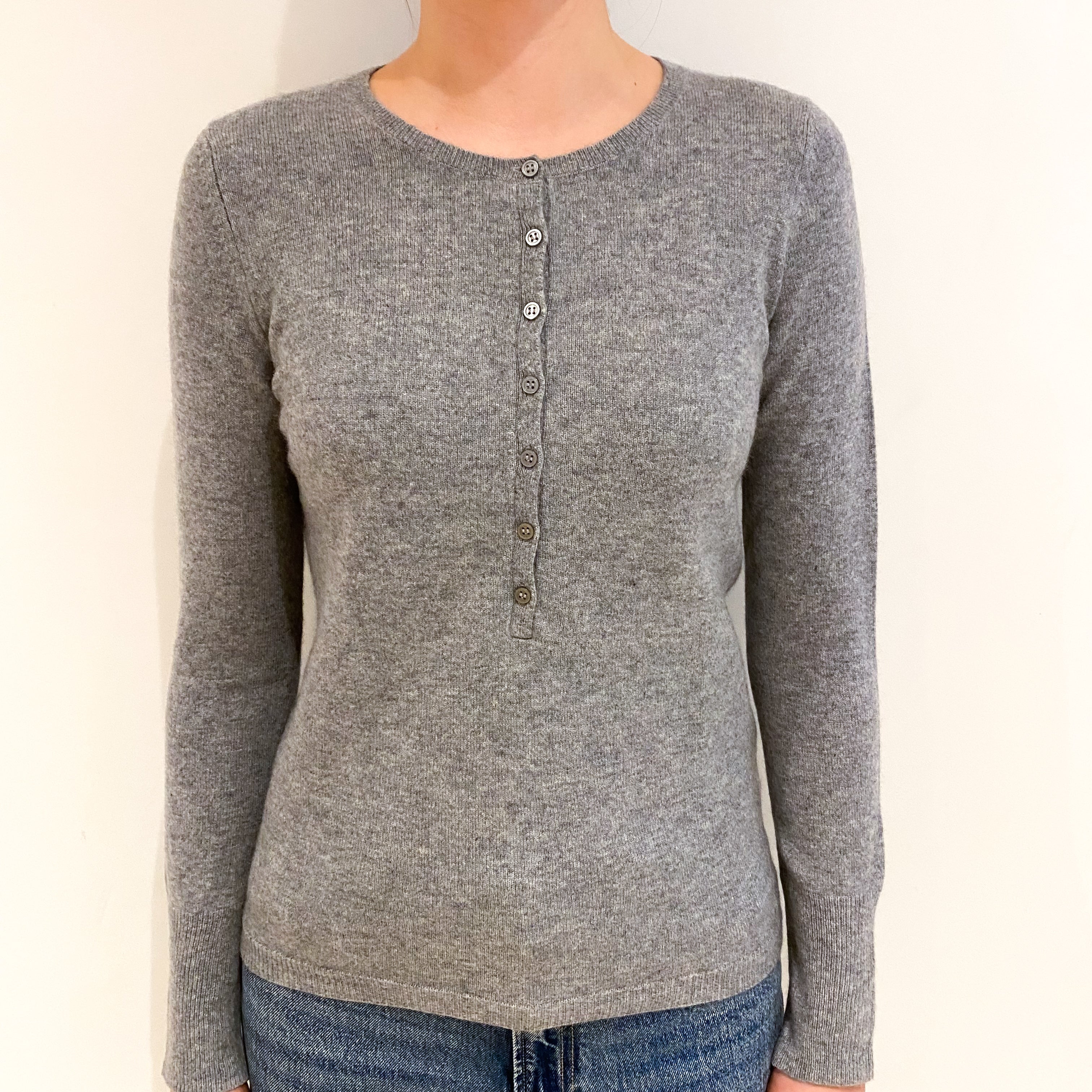 Ash Grey Cashmere Crew Neck Jumper Extra Small