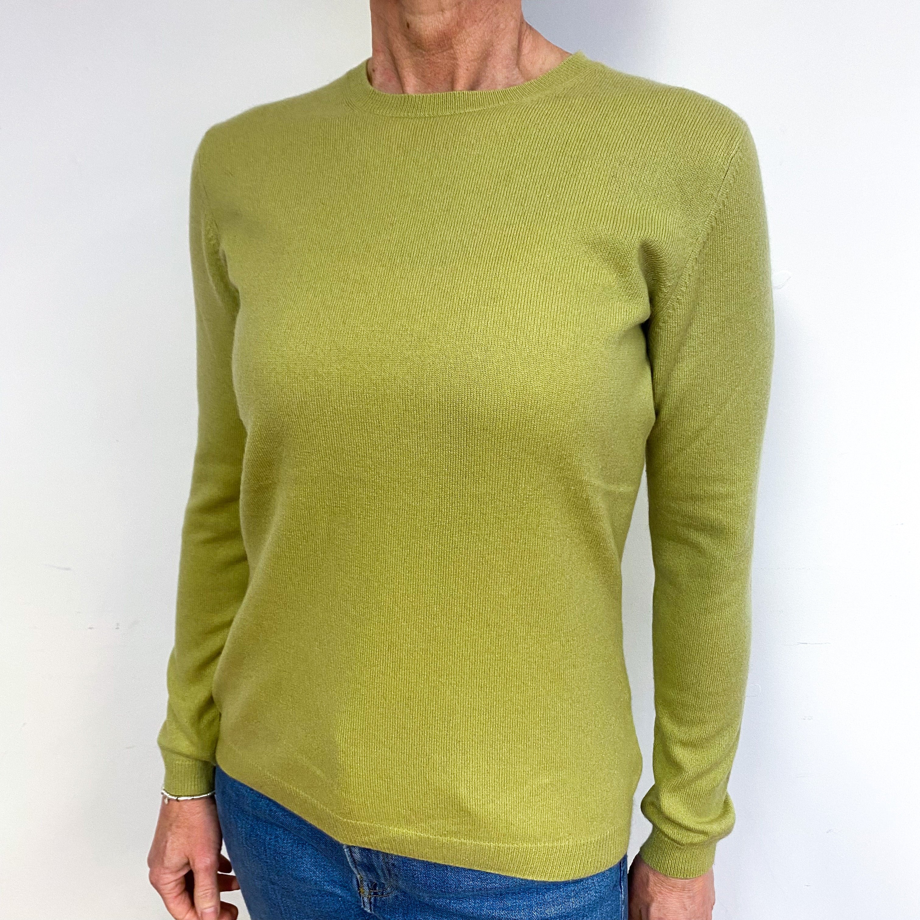 Pear Green Cashmere Crew Neck Jumper Medium