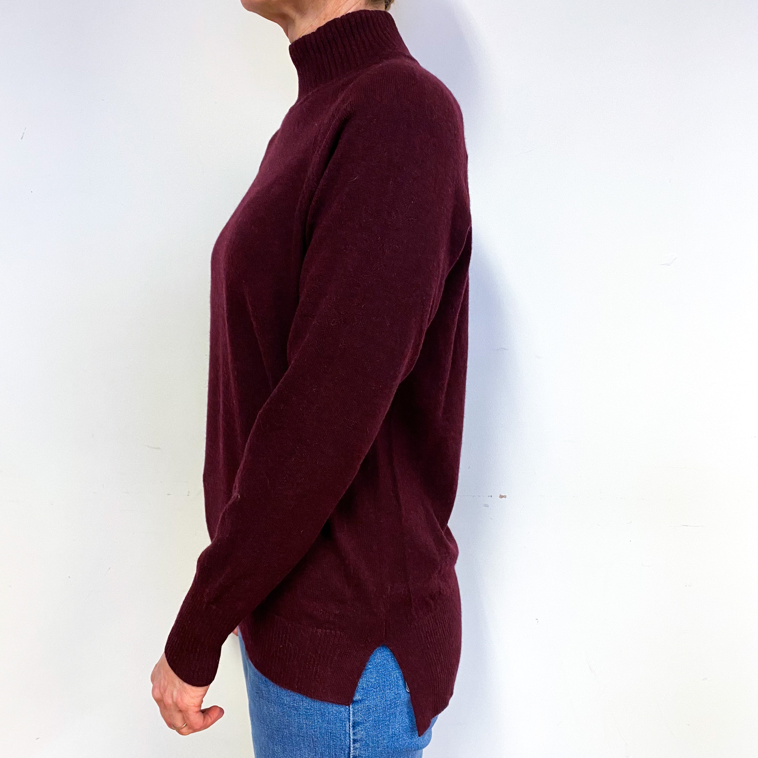 Burgundy Cashmere Turtle Neck Jumper Medium