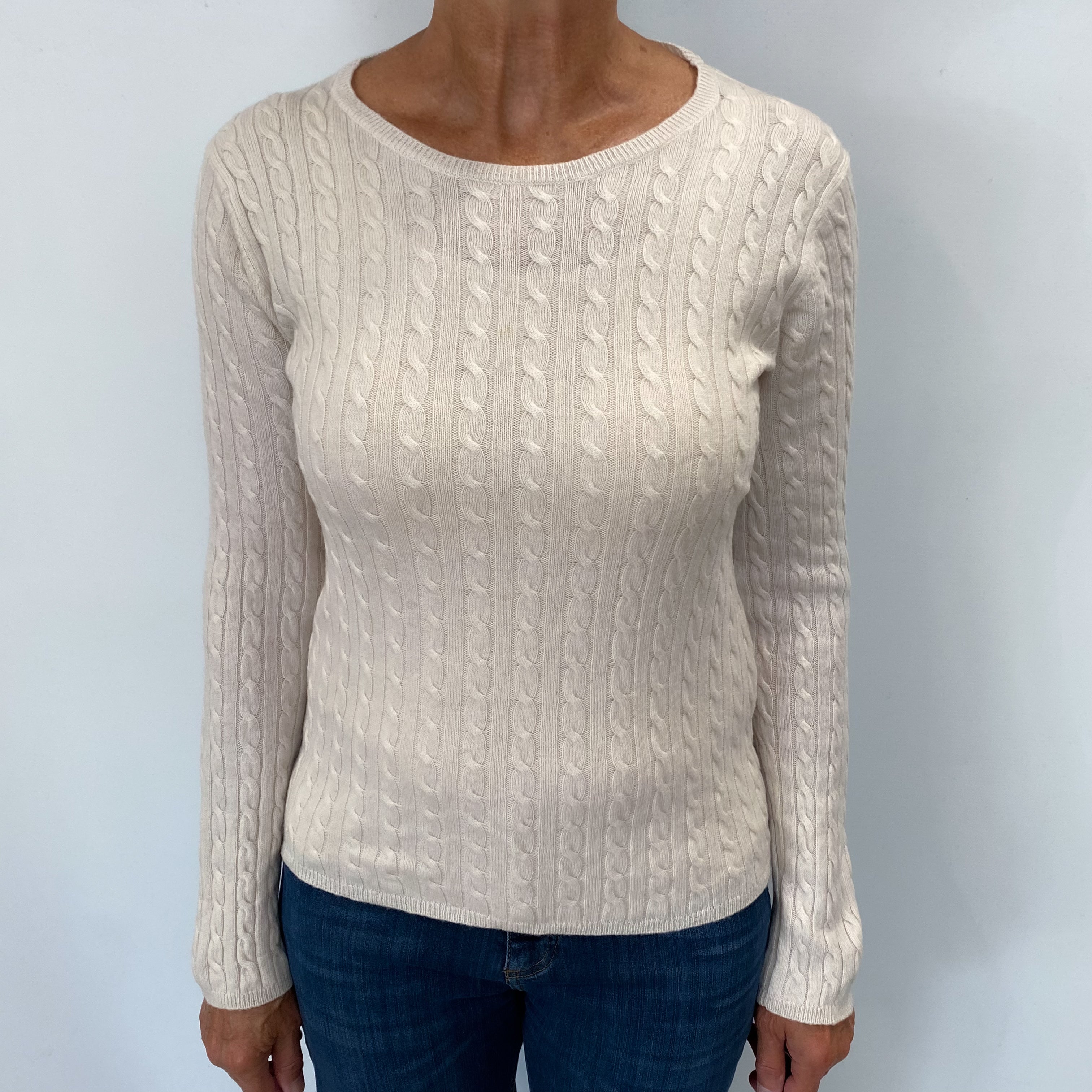 Vanilla Cream Cashmere Crew Neck Jumper Medium