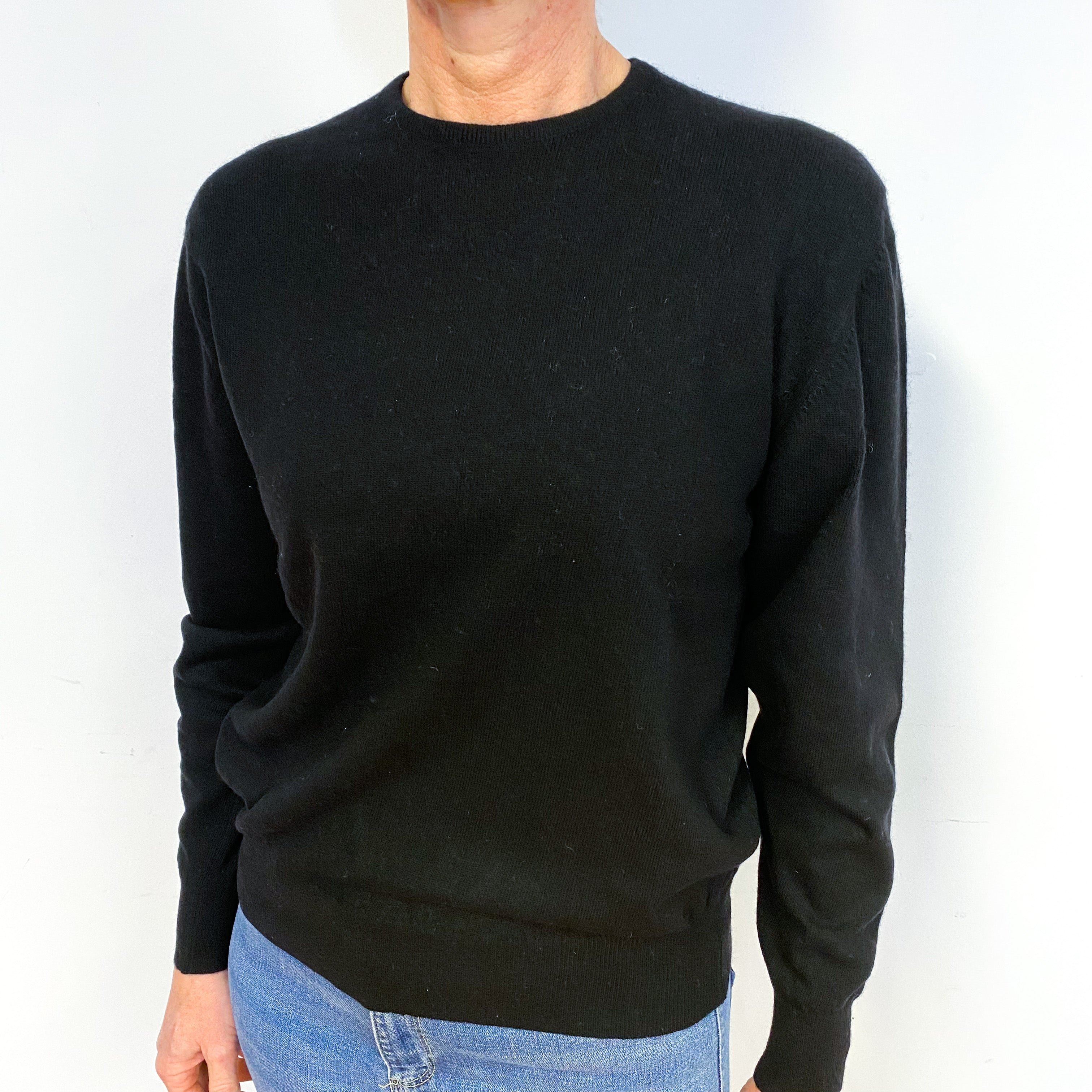 Black Cashmere Crew Neck Jumper Medium