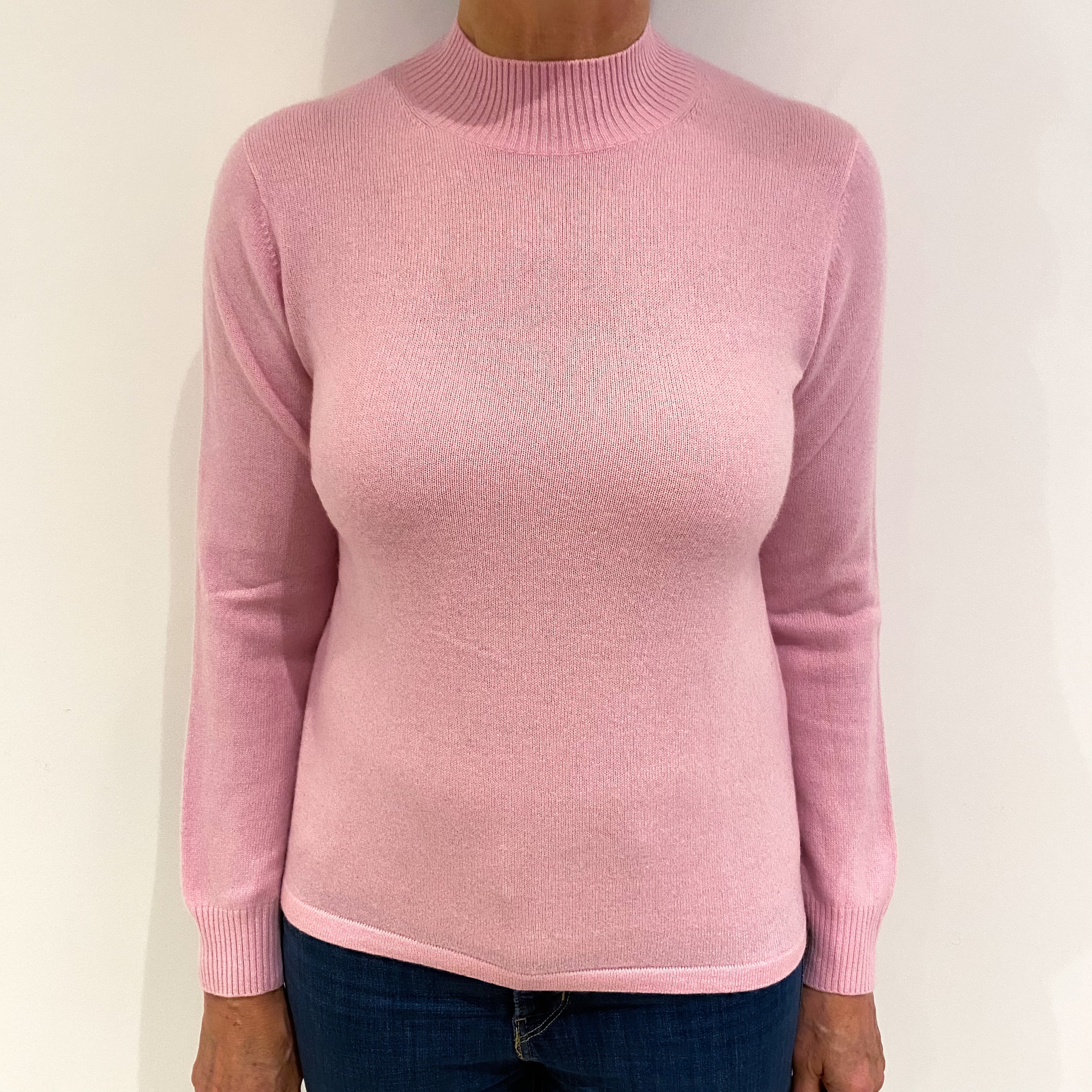 Carnation Pink Cashmere Turtle Neck Jumper Medium