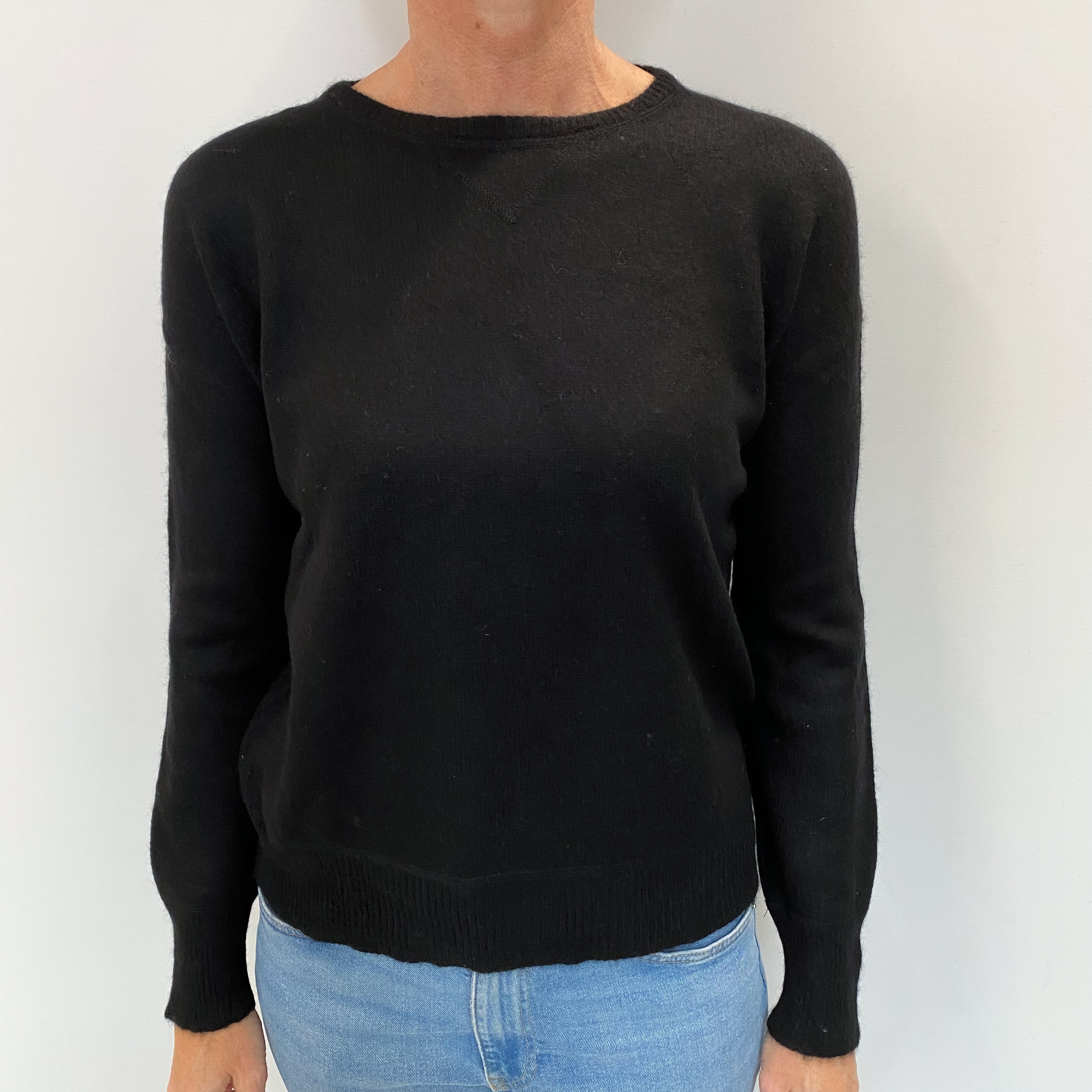 Black Cashmere Crew Neck Jumper Small