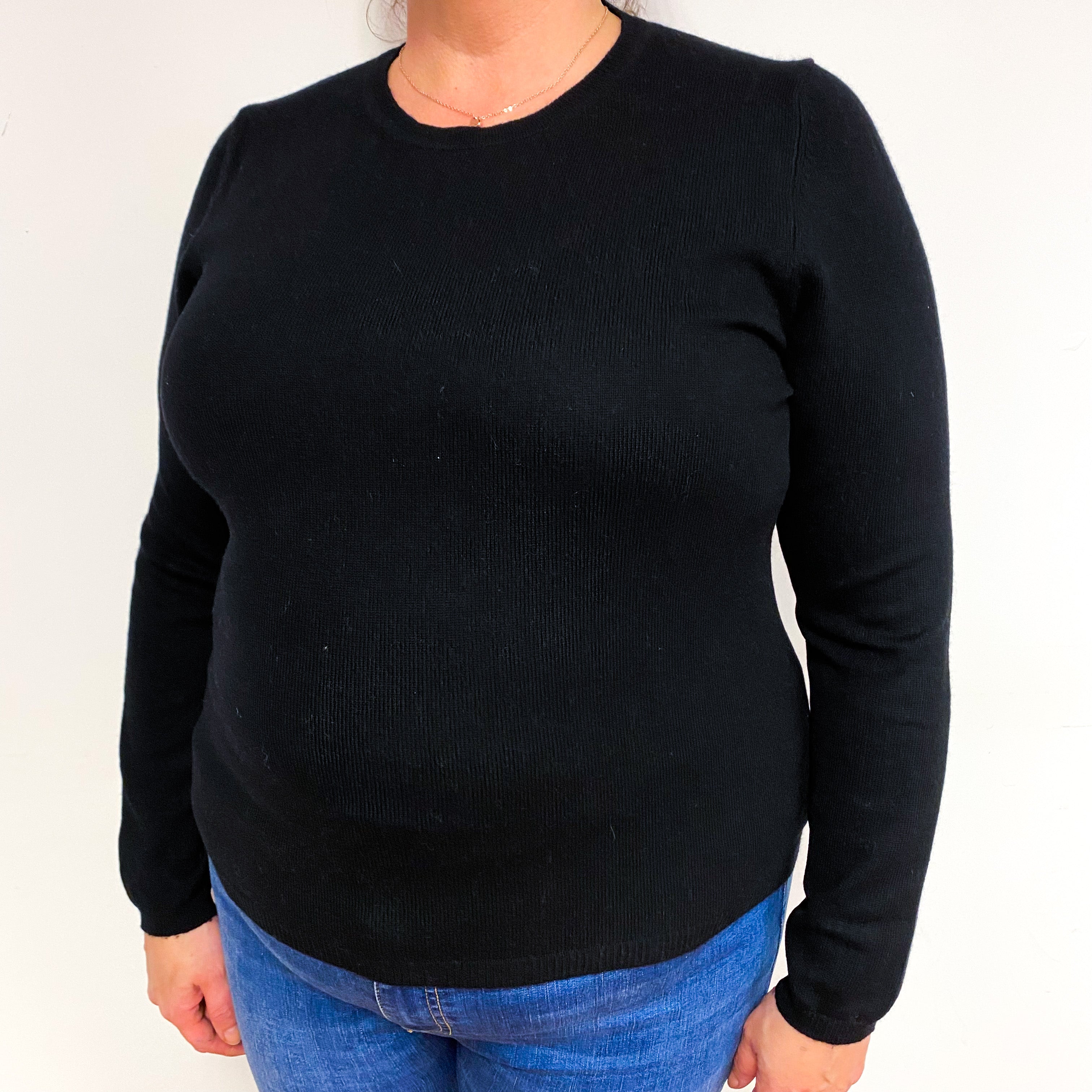 Black Cashmere Crew Neck Jumper Extra Large