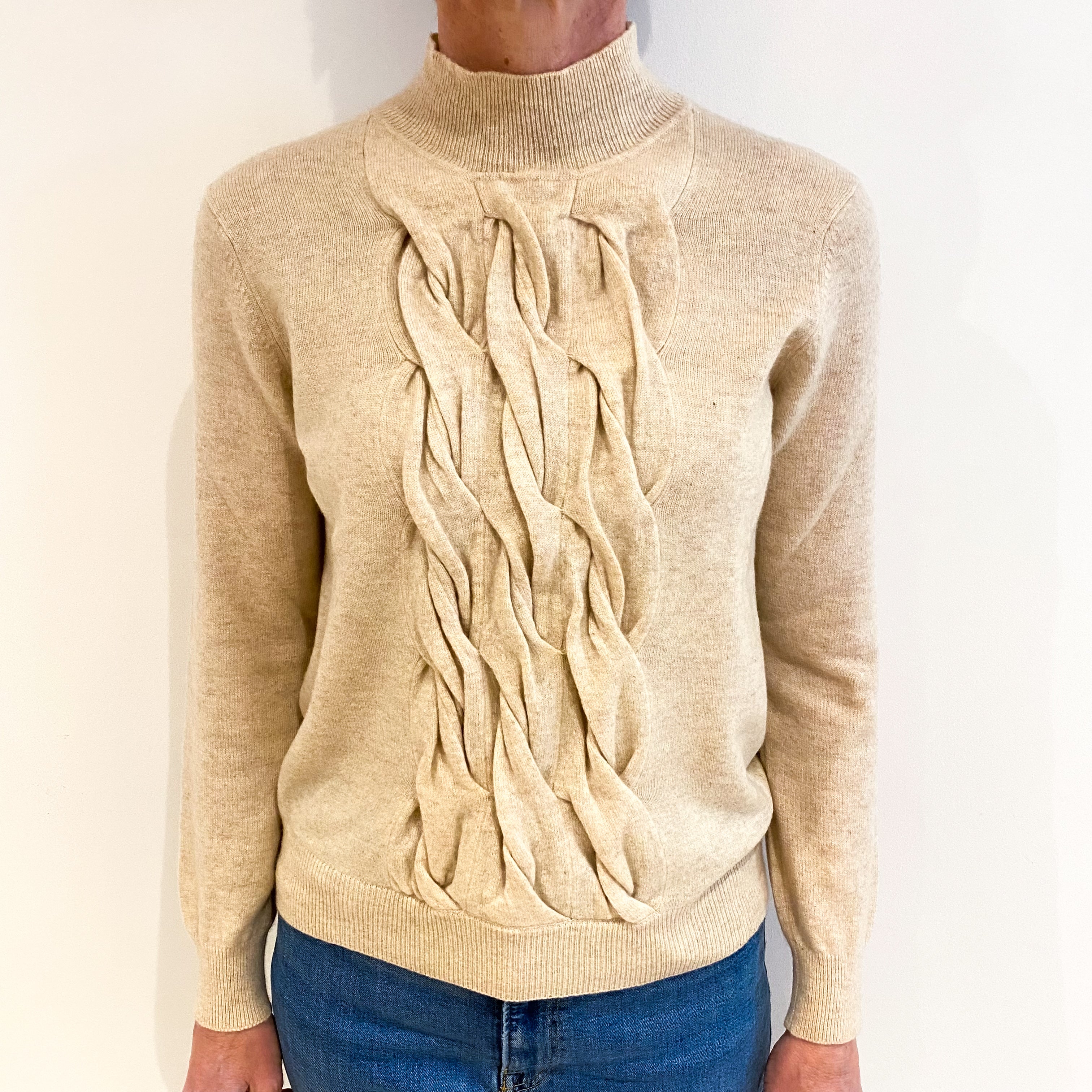 Soft Beige Cashmere Turtle Neck Jumper Small