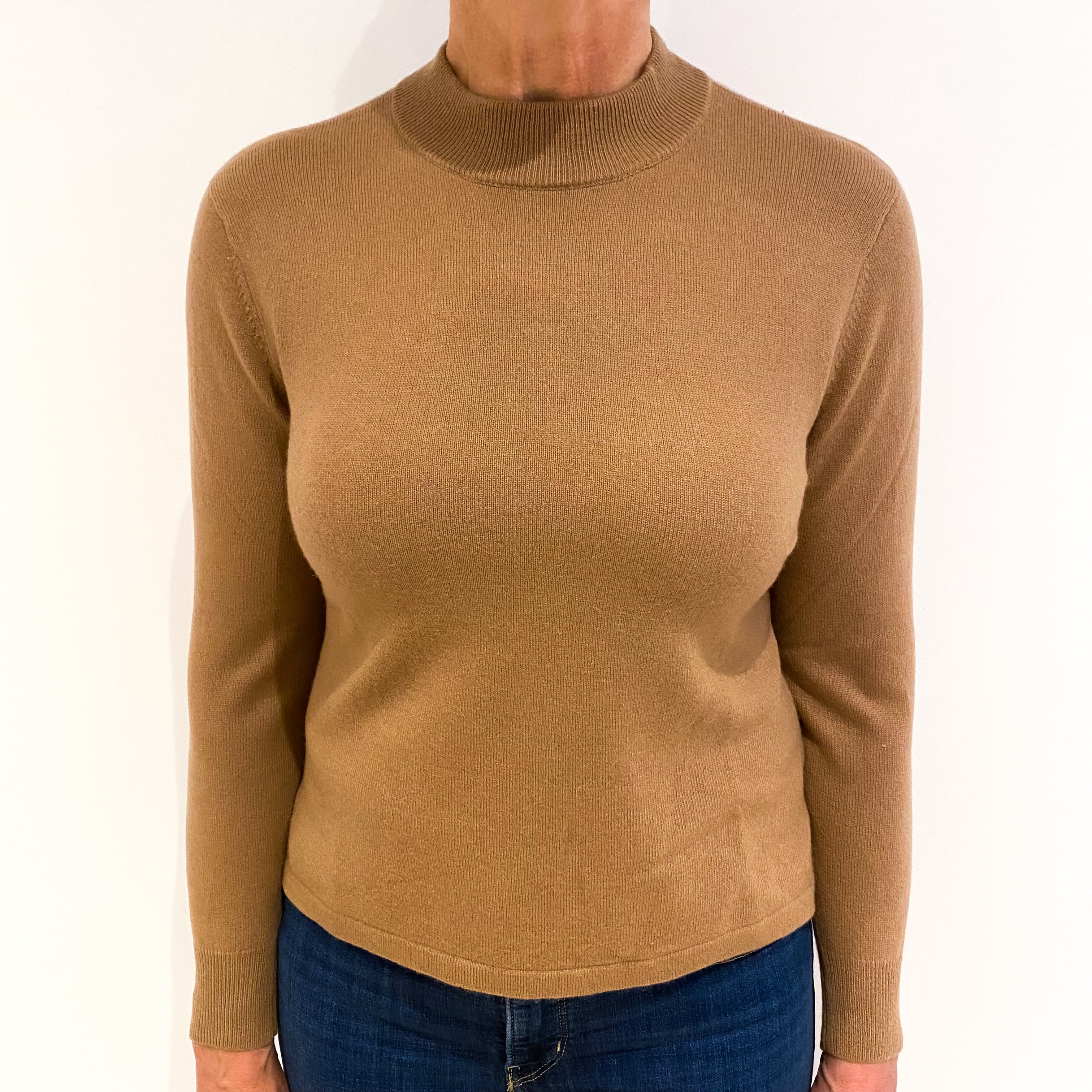 Butterscotch Brown Cashmere Turtle Neck Jumper Medium