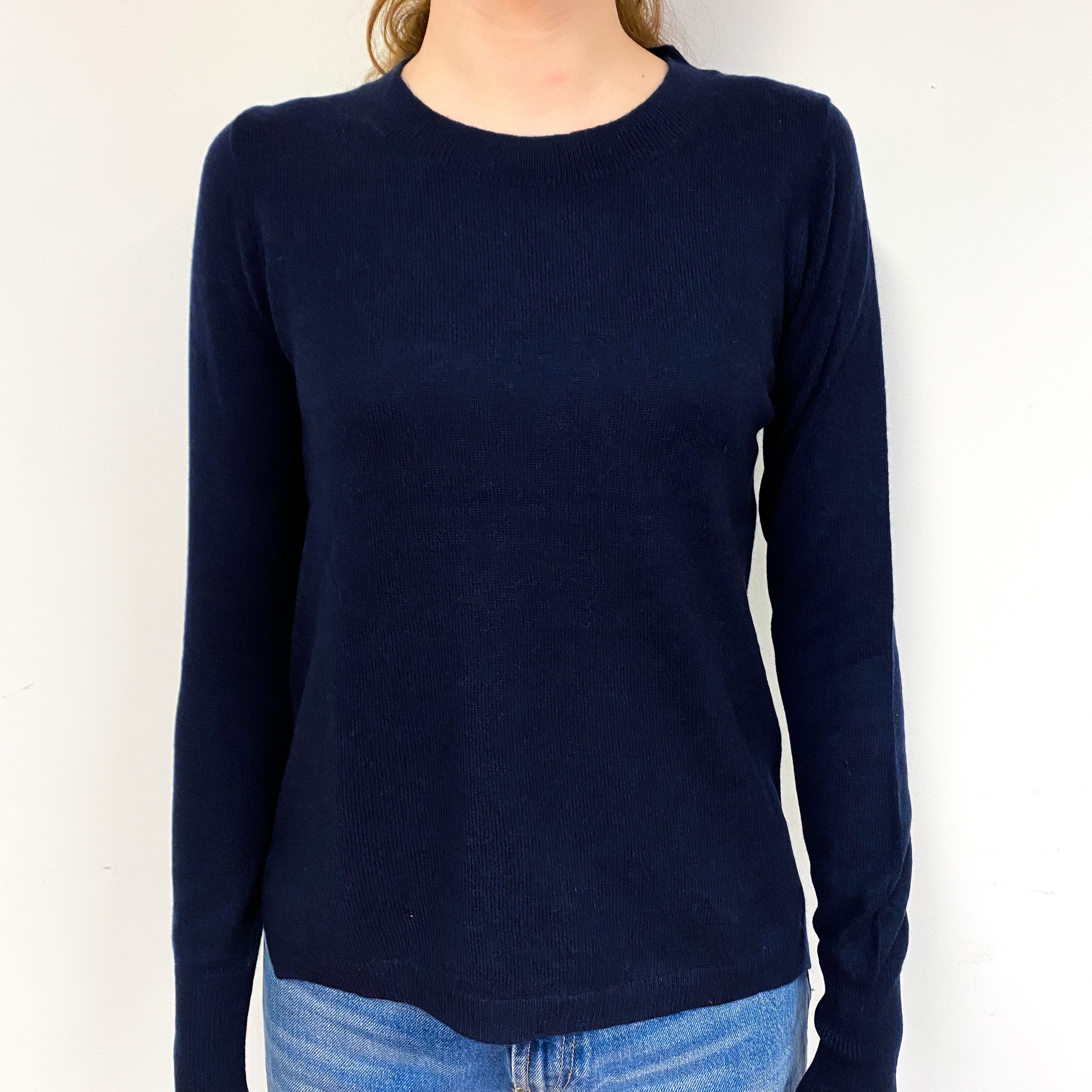 Dark Navy Blue Cashmere Crew Neck Jumper Extra Small