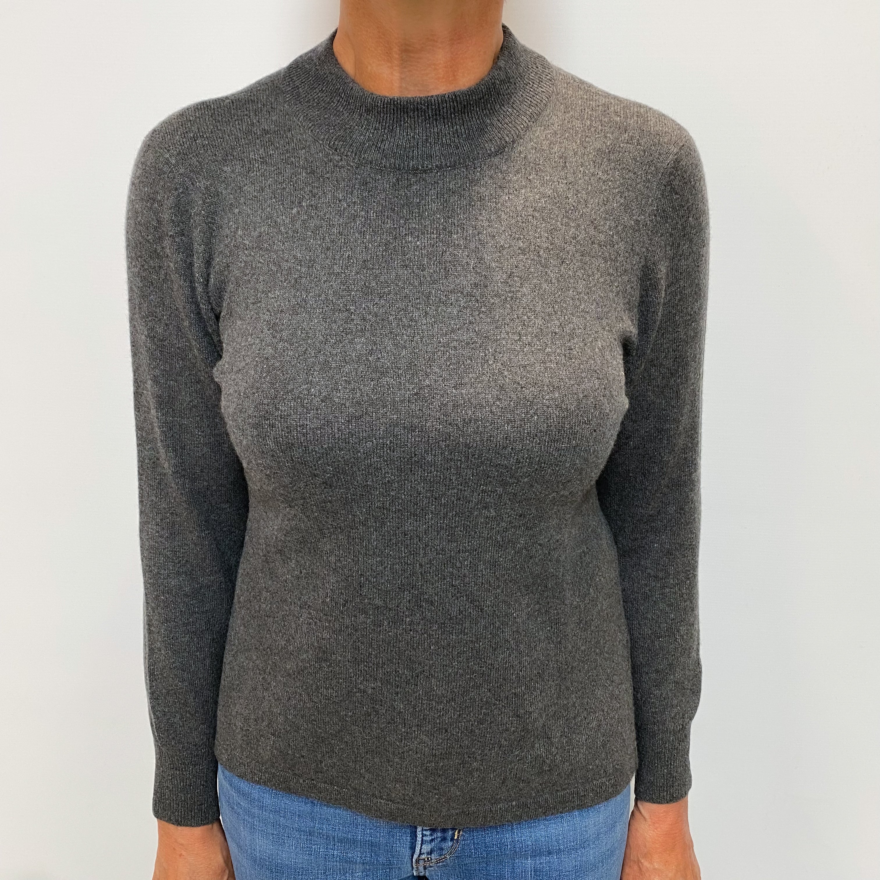 Slate Grey Cashmere Turtle Neck Jumper Medium