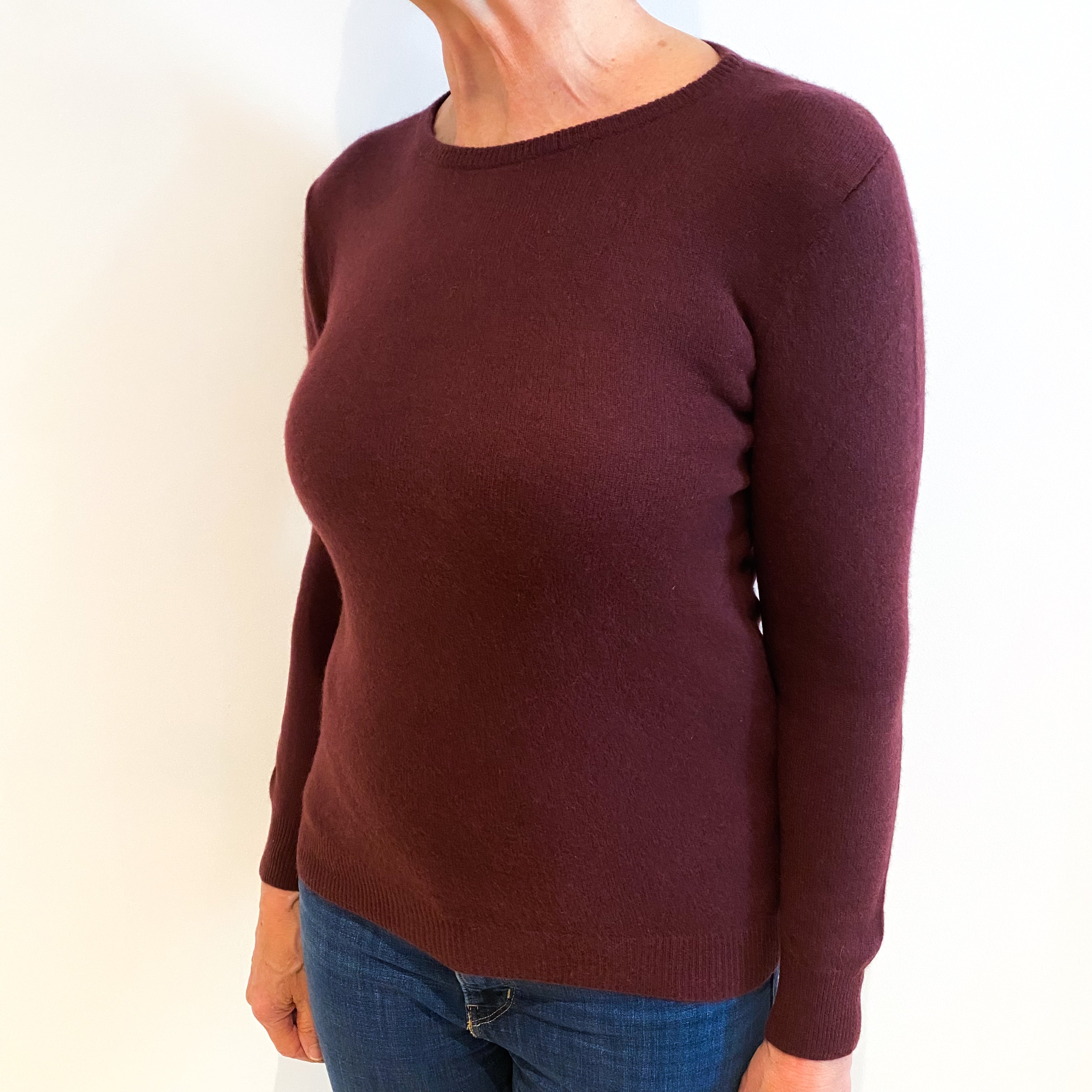 Wine Red Cashmere Crew Neck Jumper Medium