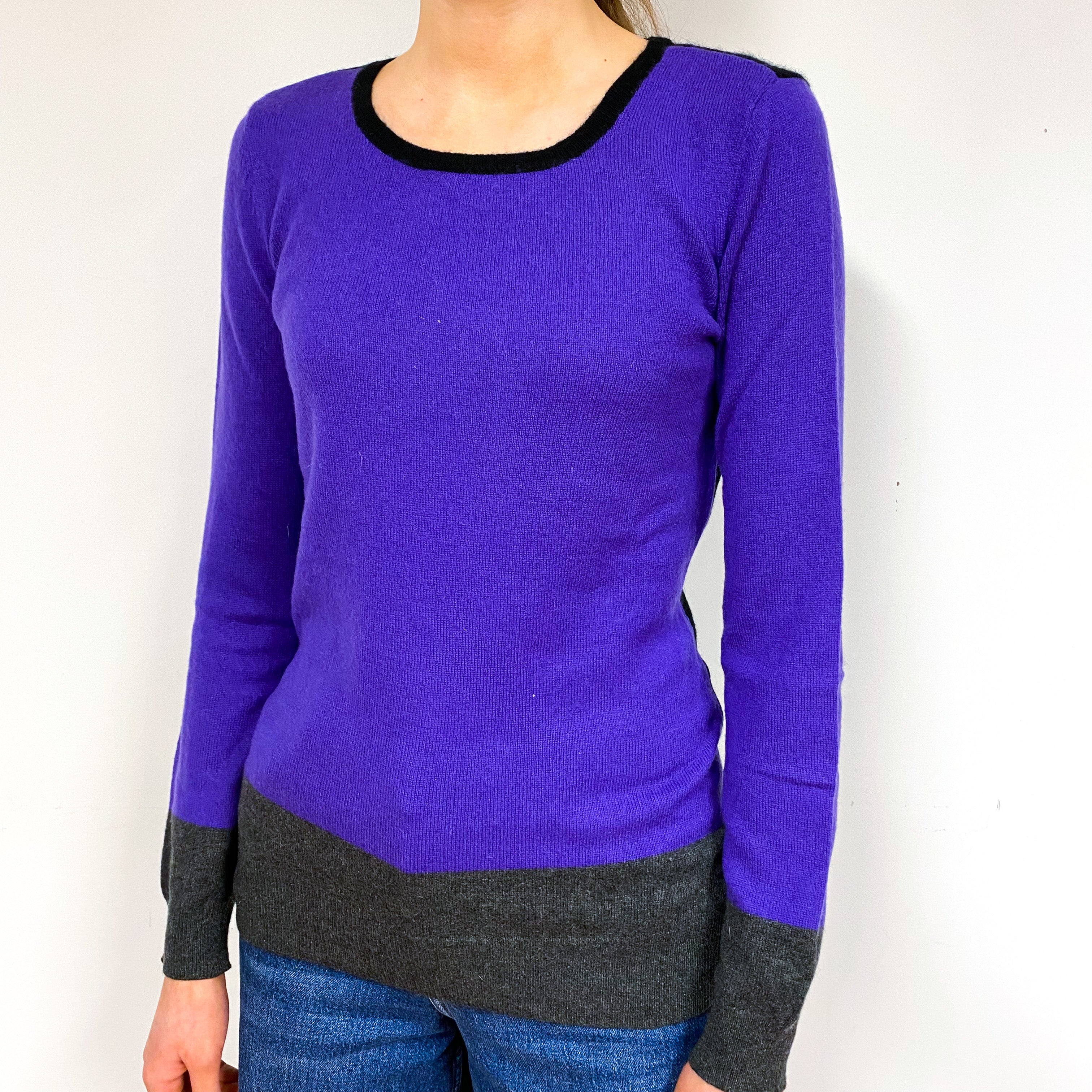 Pansy Purple Cashmere Crew Neck Jumper Extra Small