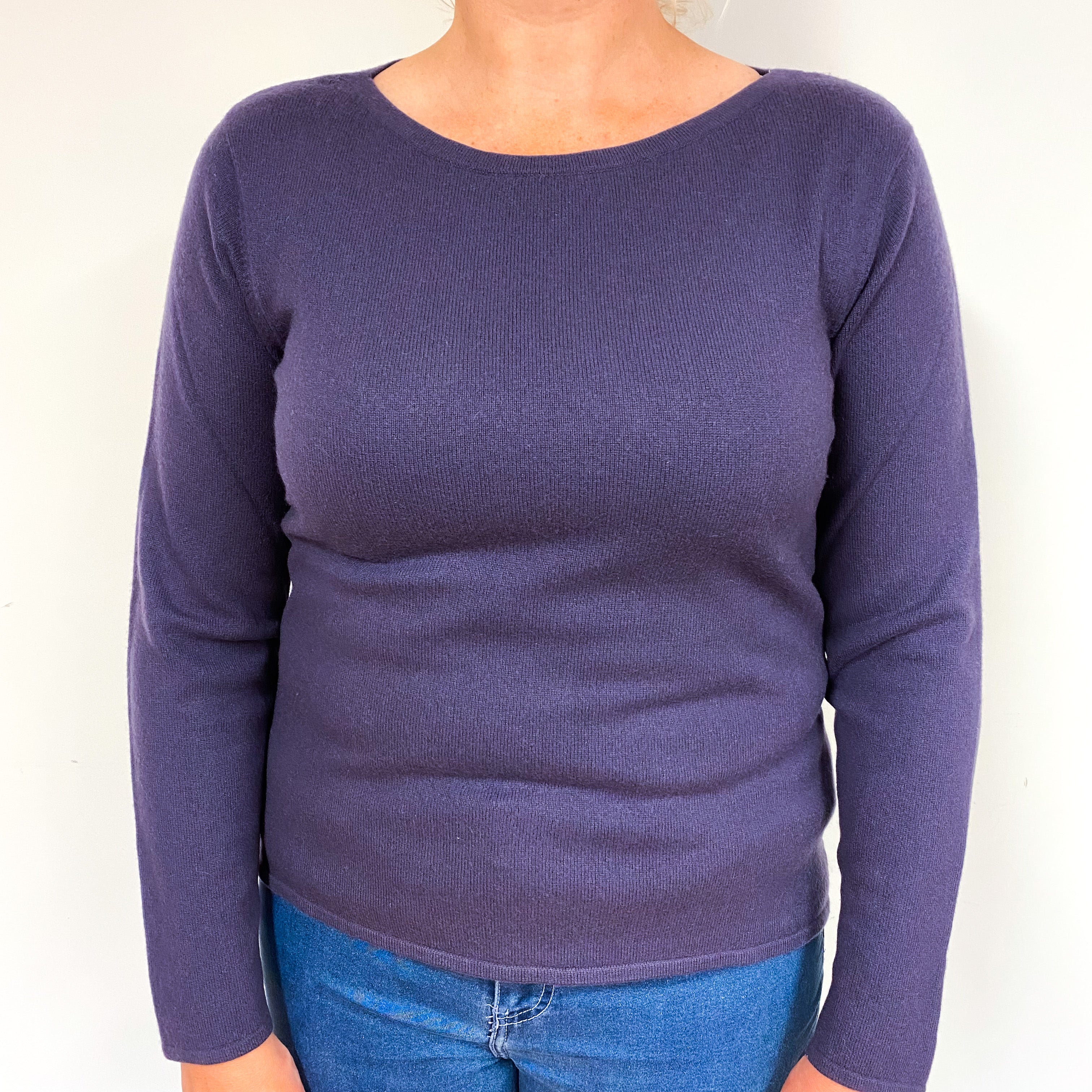 Slate Purple Cashmere Crew Neck Jumper Large