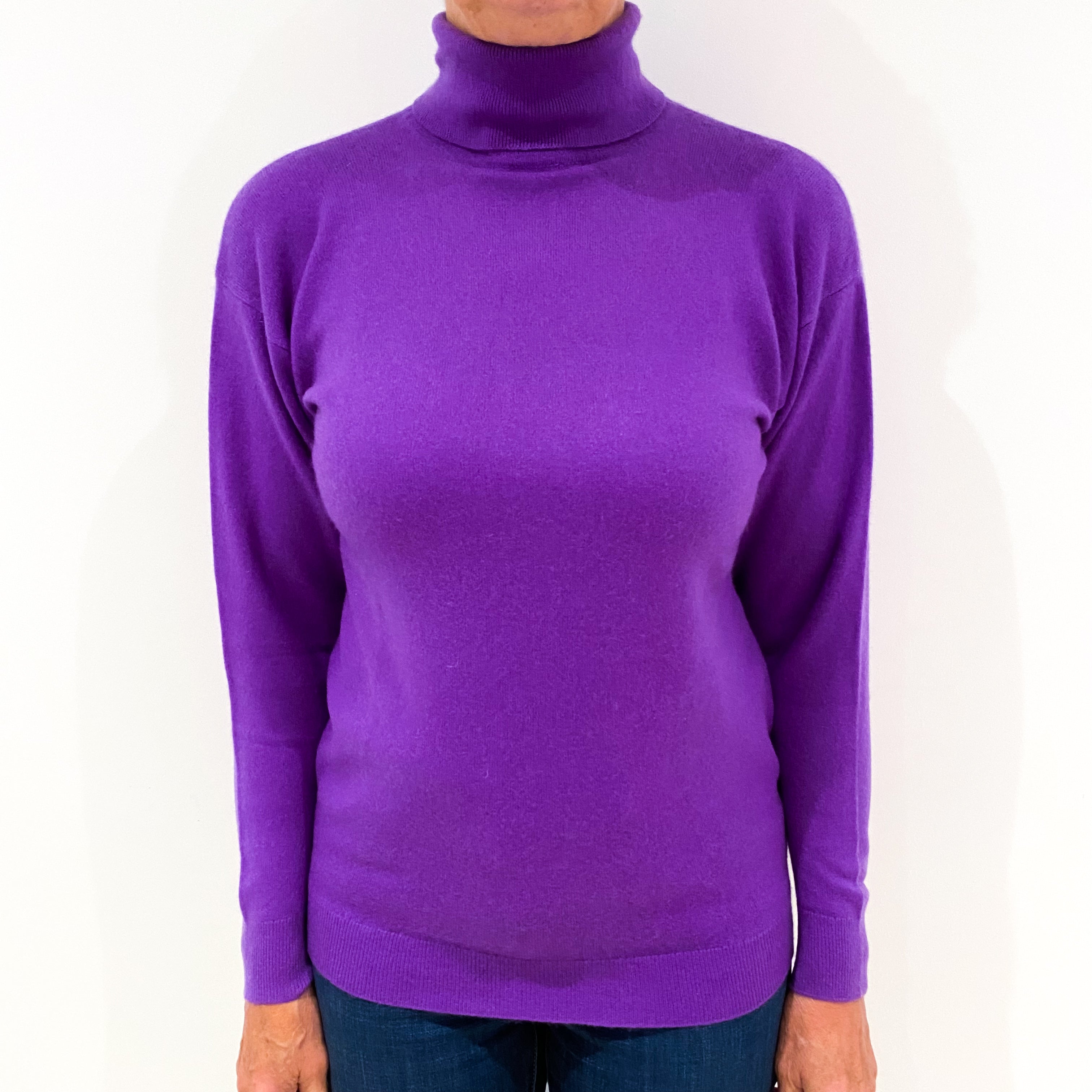 Violet Purple Cashmere Polo Neck Jumper Medium