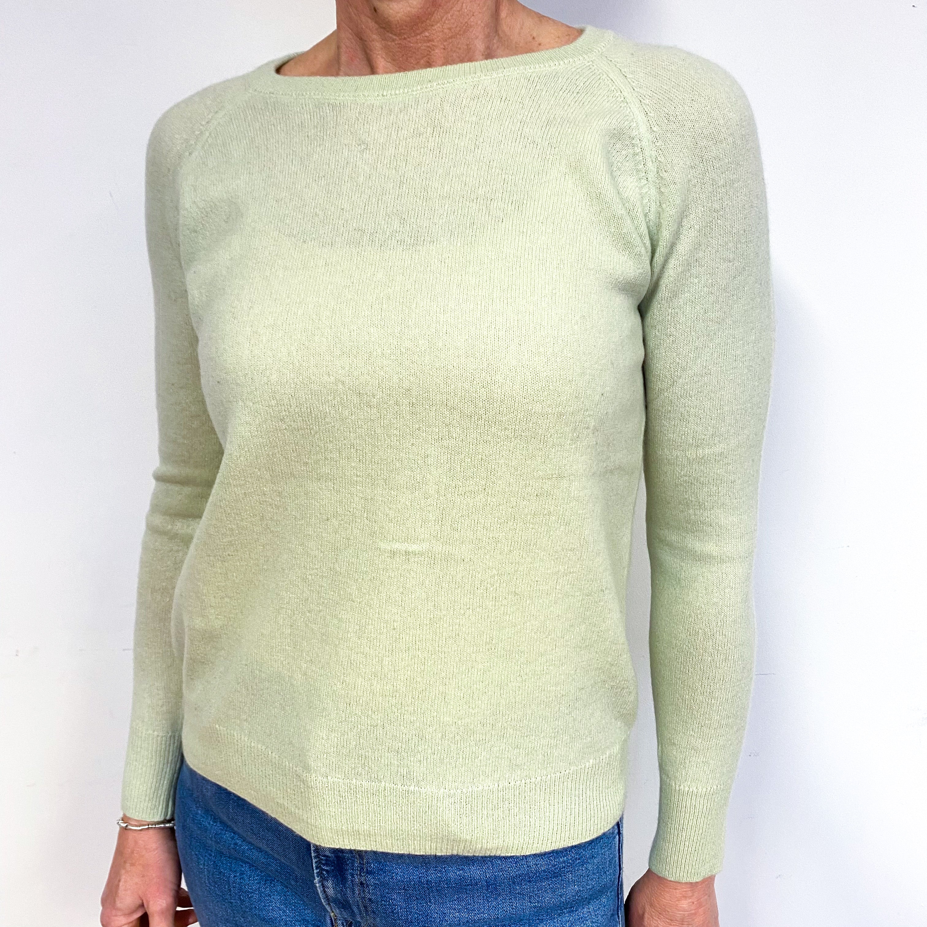 Celery Green Cashmere Crew Neck Jumper Medium