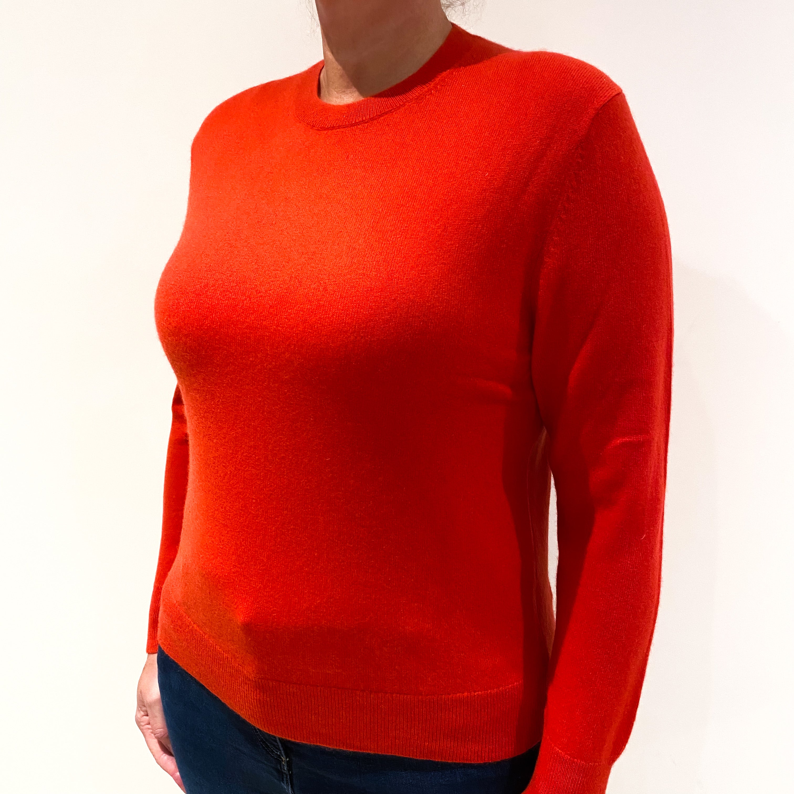 Vermilion Orange Cashmere Crew Neck Jumper Large