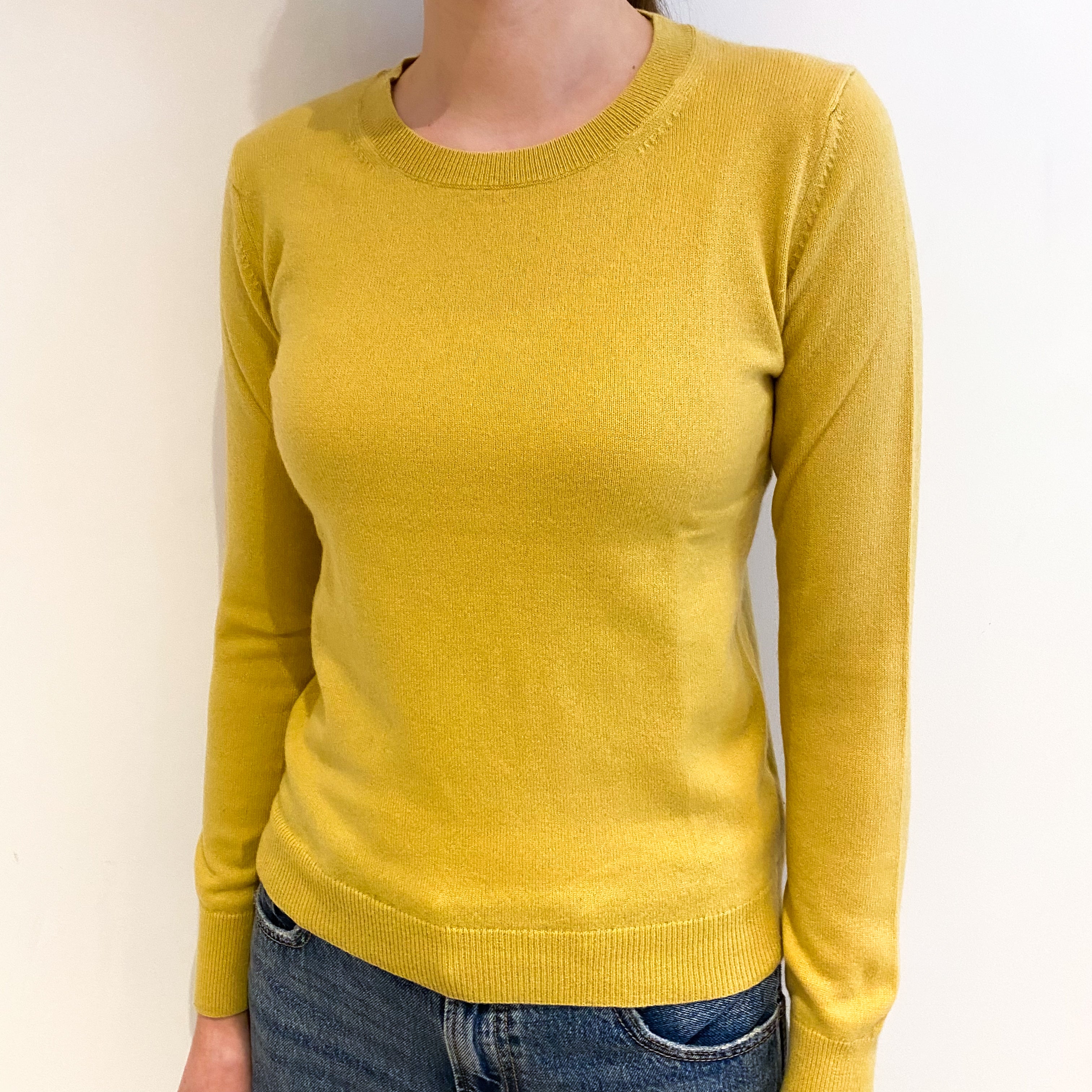 Mustard Yellow Cashmere Crew Neck Jumper Extra Small