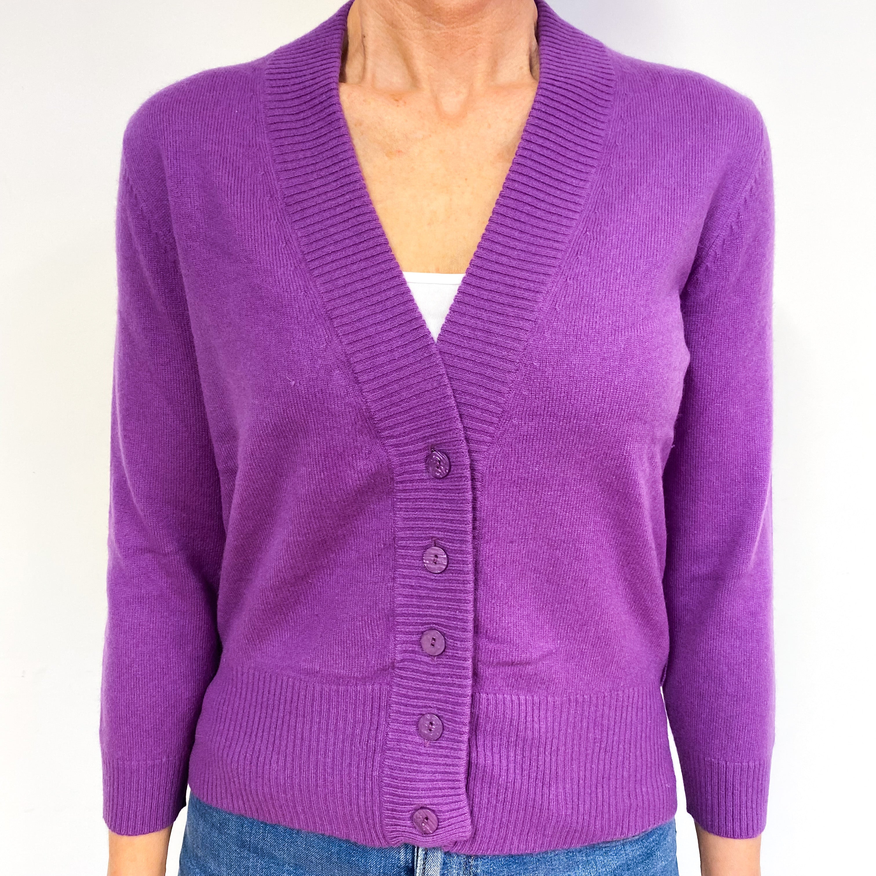 Deep Loganberry Purple Cashmere Cardigan Medium