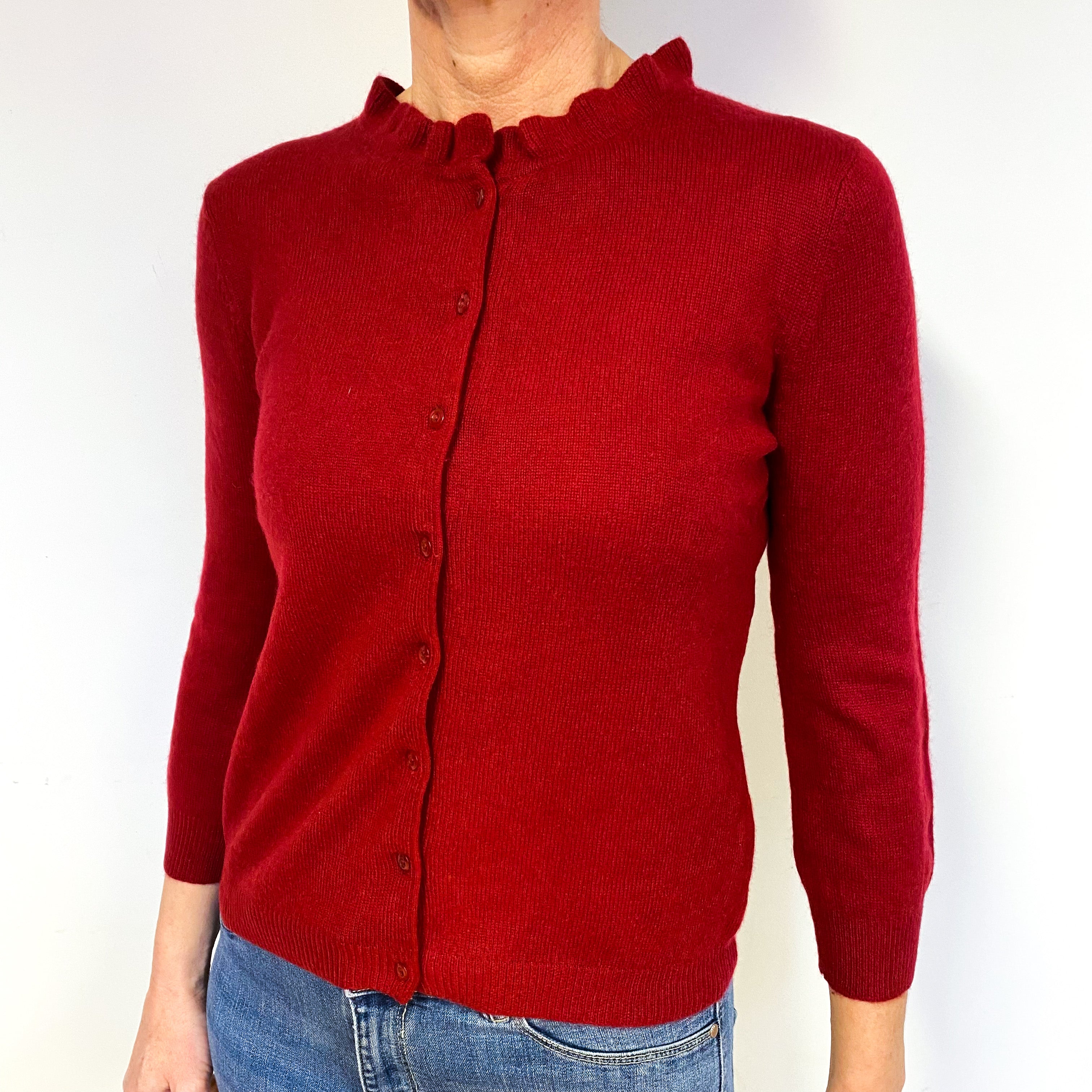 Crimson Red Cashmere Cardigan Medium